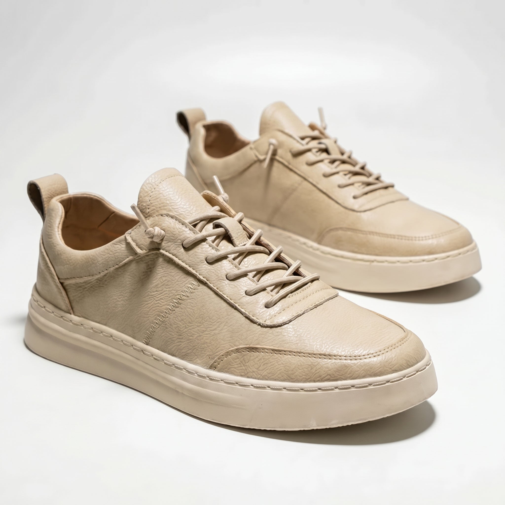 Noah - Men's Casual Low - Top Sneaker - Sneakers - Beige - Parker&Brooks