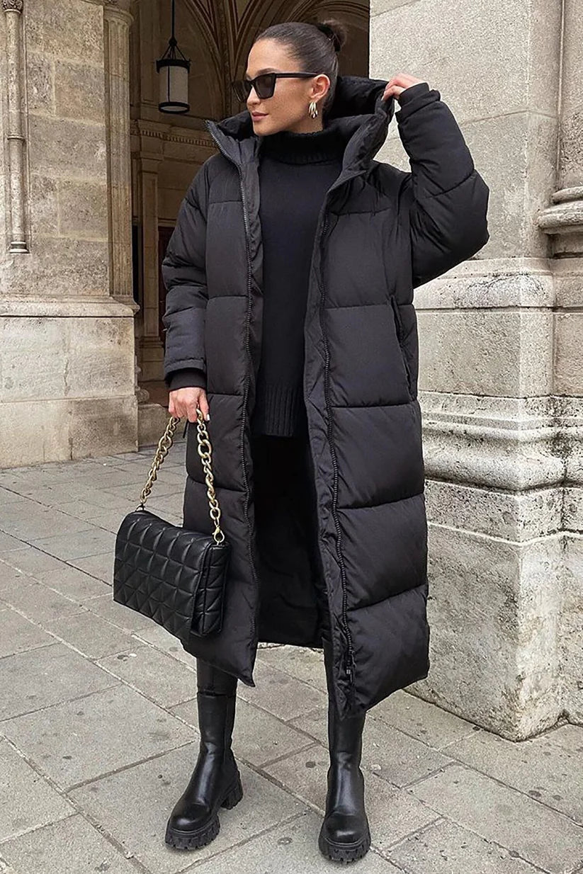 Norina - Long Puffer Winter Jacket with Hood