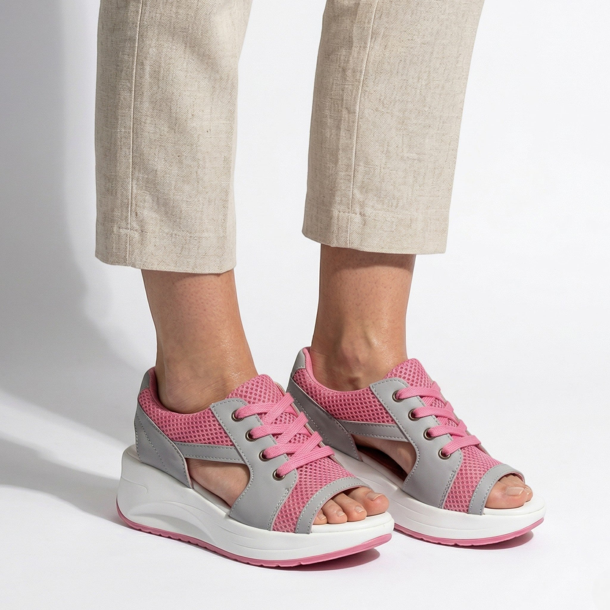 Nyla - Women's Open Toe Platform Sandals - Sandal - Pink - Parker&Brooks