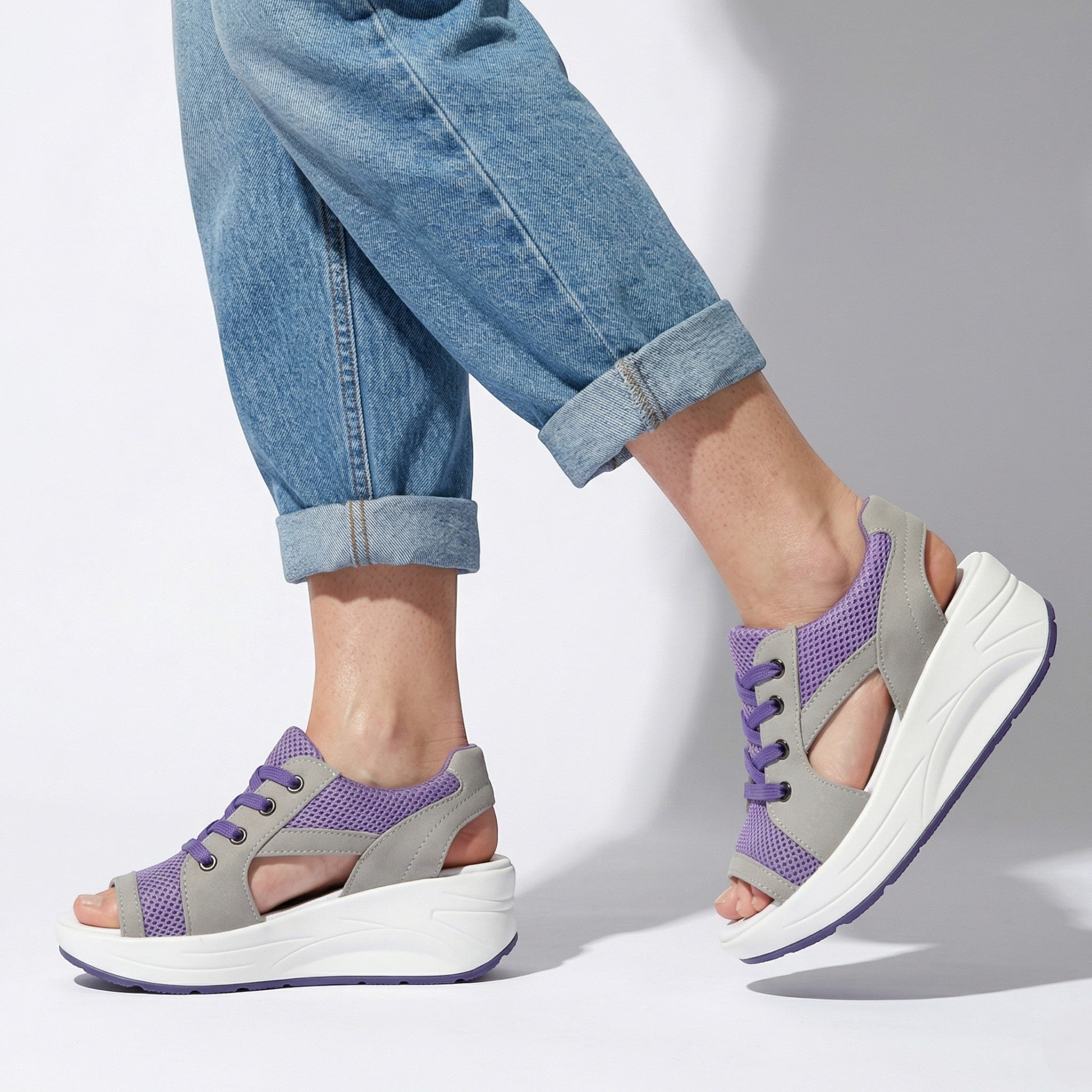 Nyla - Women's Open Toe Platform Sandals - Sandal - Purple - Parker&Brooks