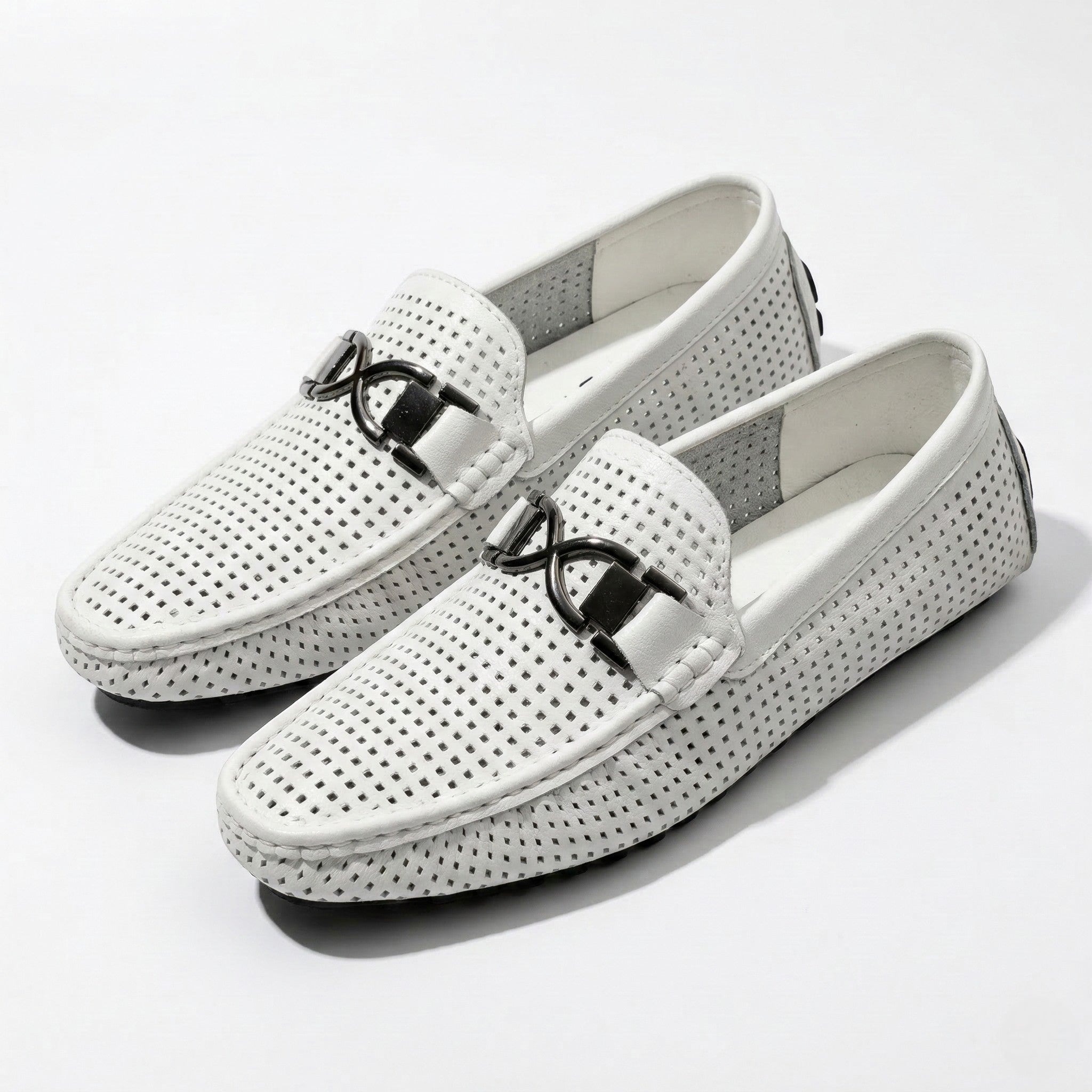 Oliver - Men's Breathable Buckle Loafer - Shoes - White - Parker&Brooks