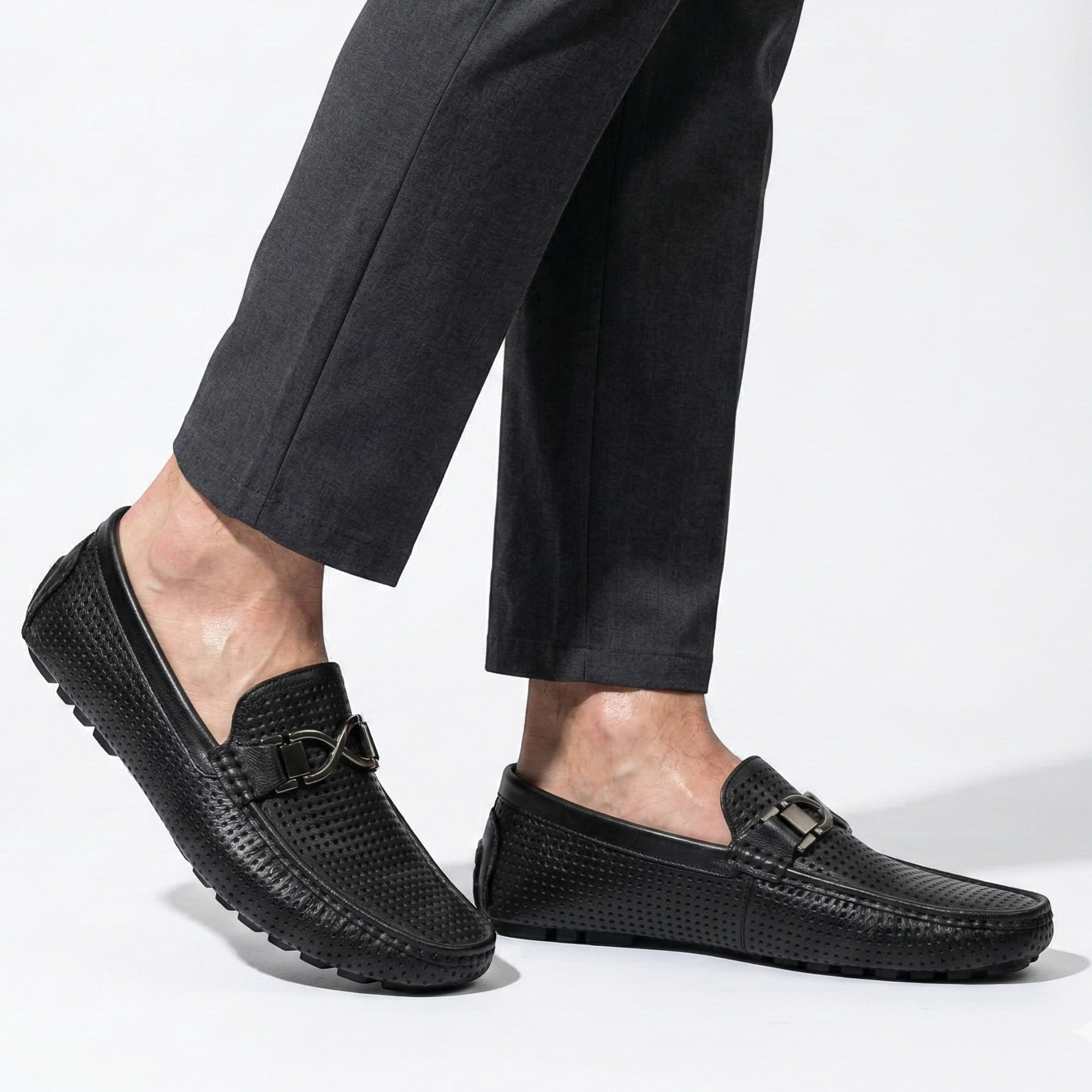 Oliver - Men's Breathable Buckle Loafer - Shoes - Black - Parker&Brooks