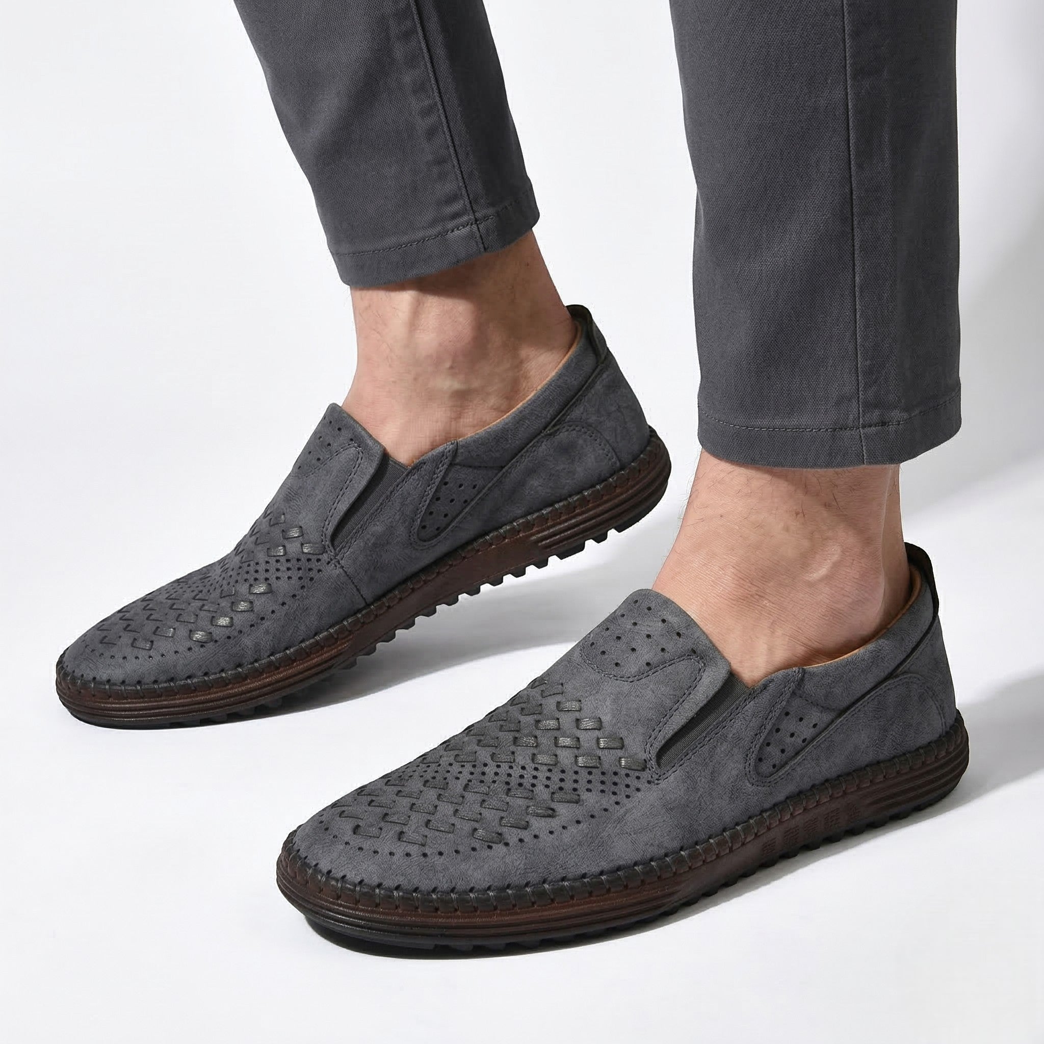 Oscar - Men's Orthopedic Casual Slip - On Loafers - Loafers - Gray - Parker&Brooks