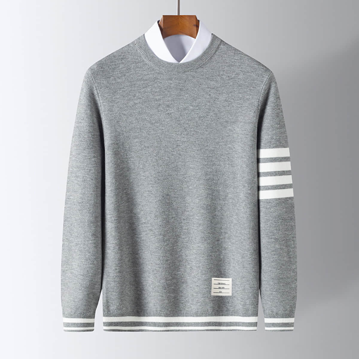 Nils – Men’s Cotton Knit Sweater with Stripe Pattern
