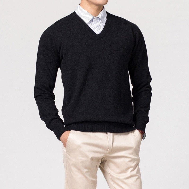 Nevan – Men's V-Neck Sweater Fine Knit