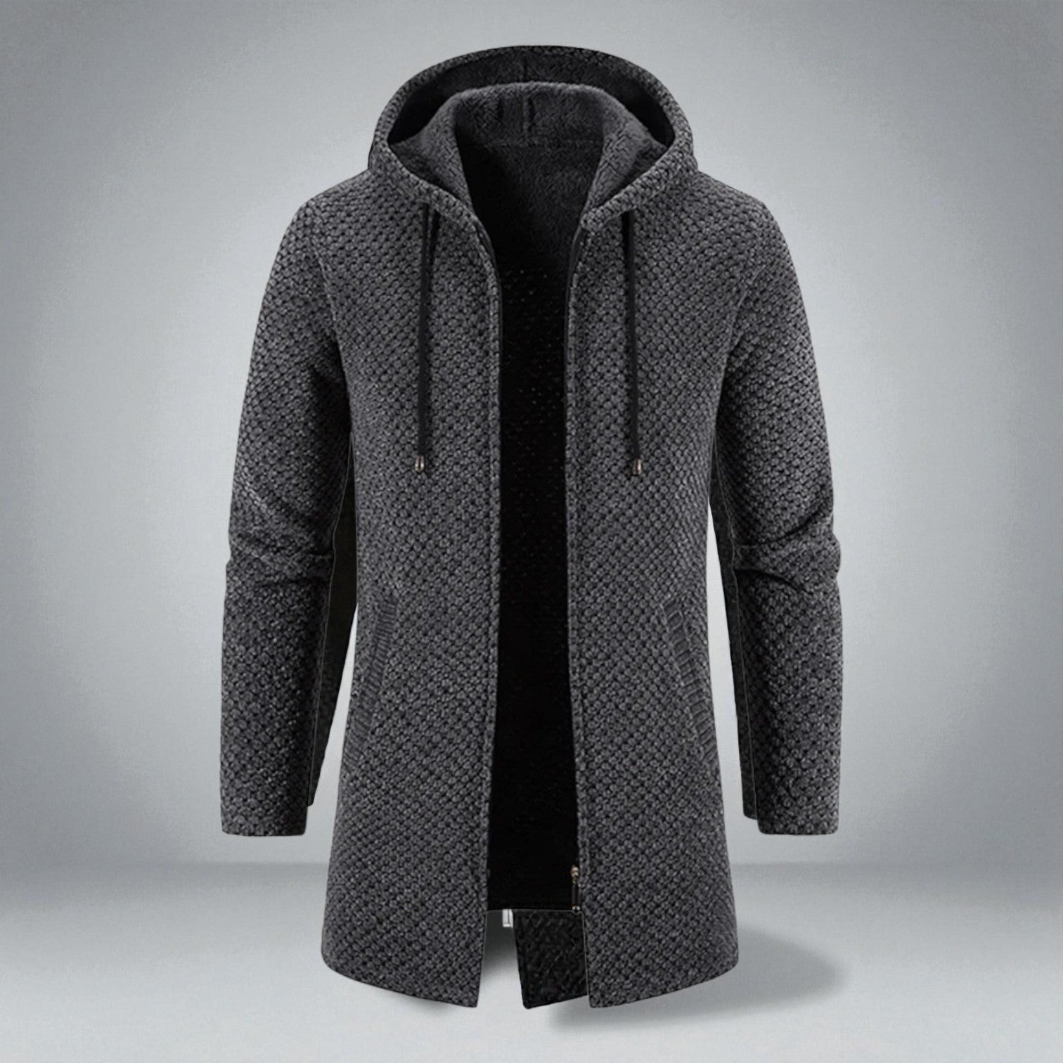 Paul – Mid-Length Sweater with Hood and Pocket