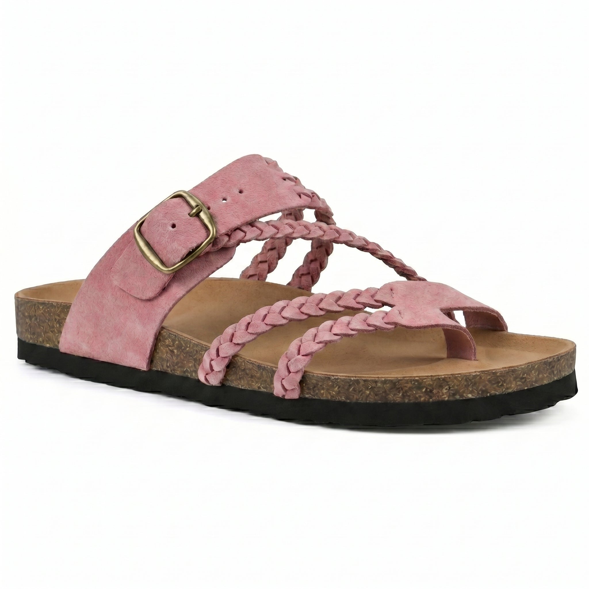 Paula - Women's Summer Braided Flat Sandals - Sandal - Pink - Parker&Brooks