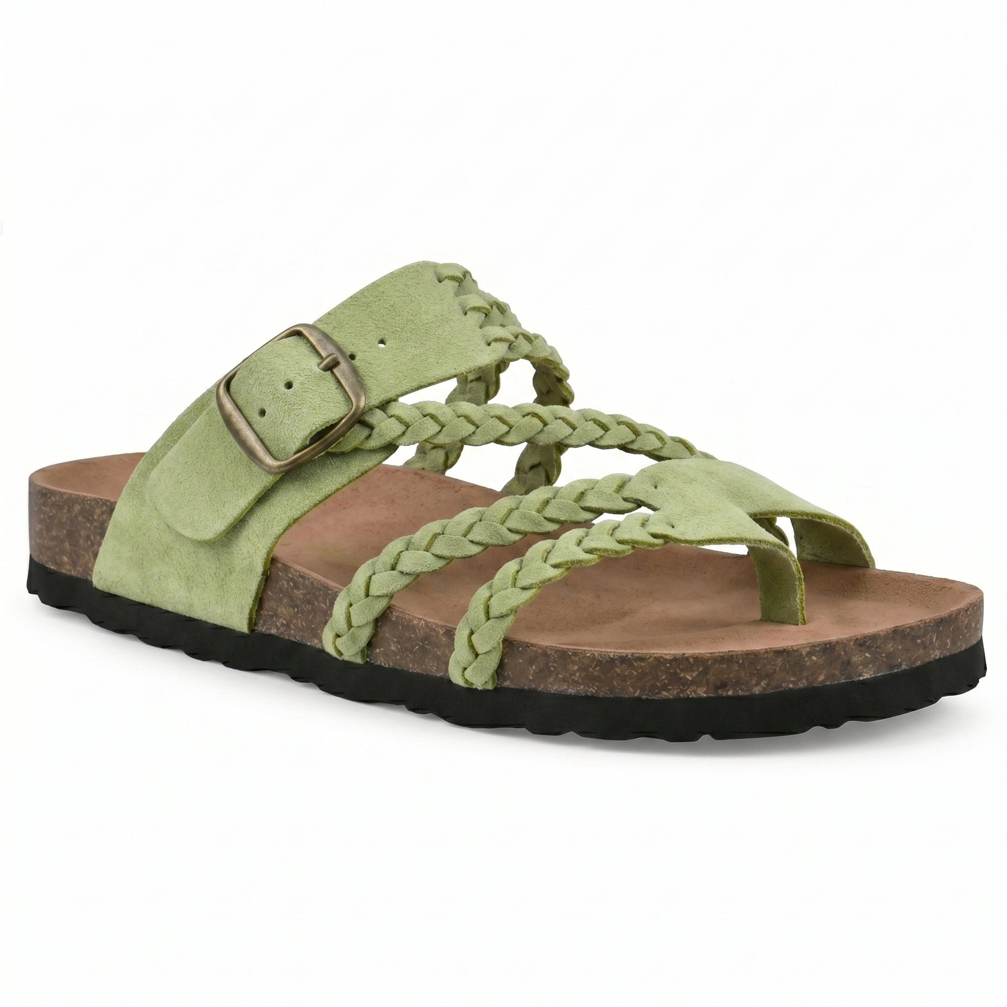 Paula - Women's Summer Braided Flat Sandals - Sandal - Green - Parker&Brooks