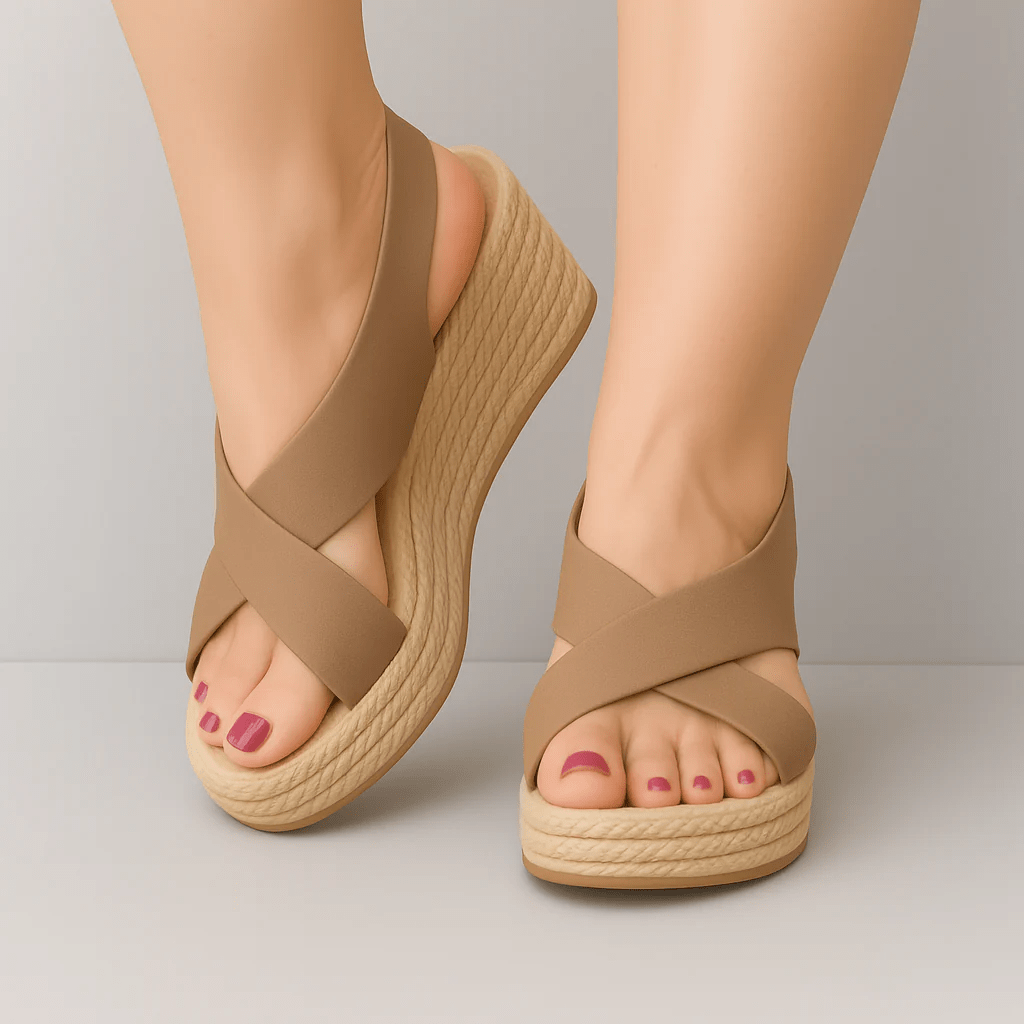 Petra - Women's Orthopedic Strap Wedge Sandals - Sandals - Beige - Parker&Brooks