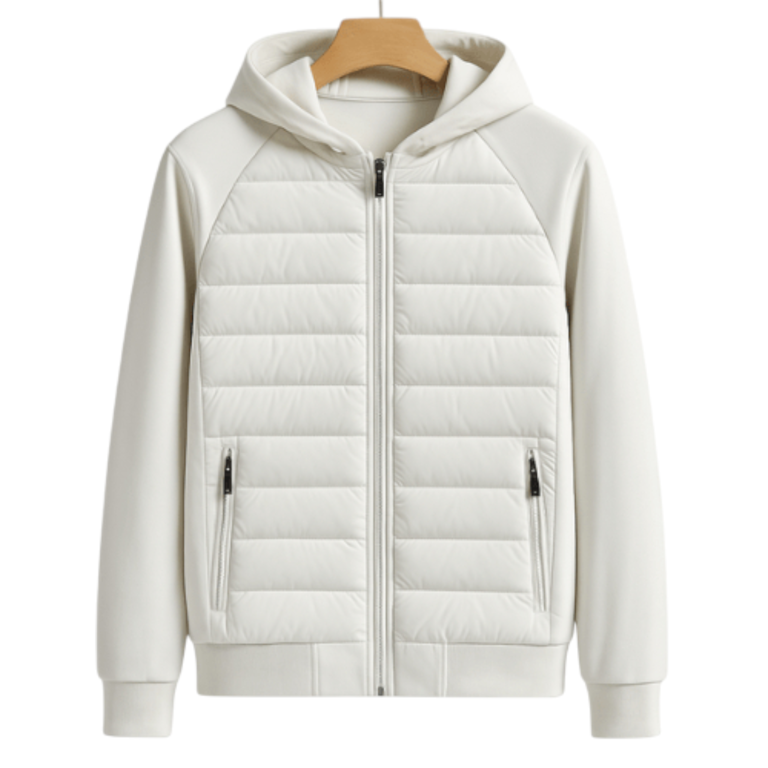 Men's Puffer Jacket with Hood and Zipper Side Pockets