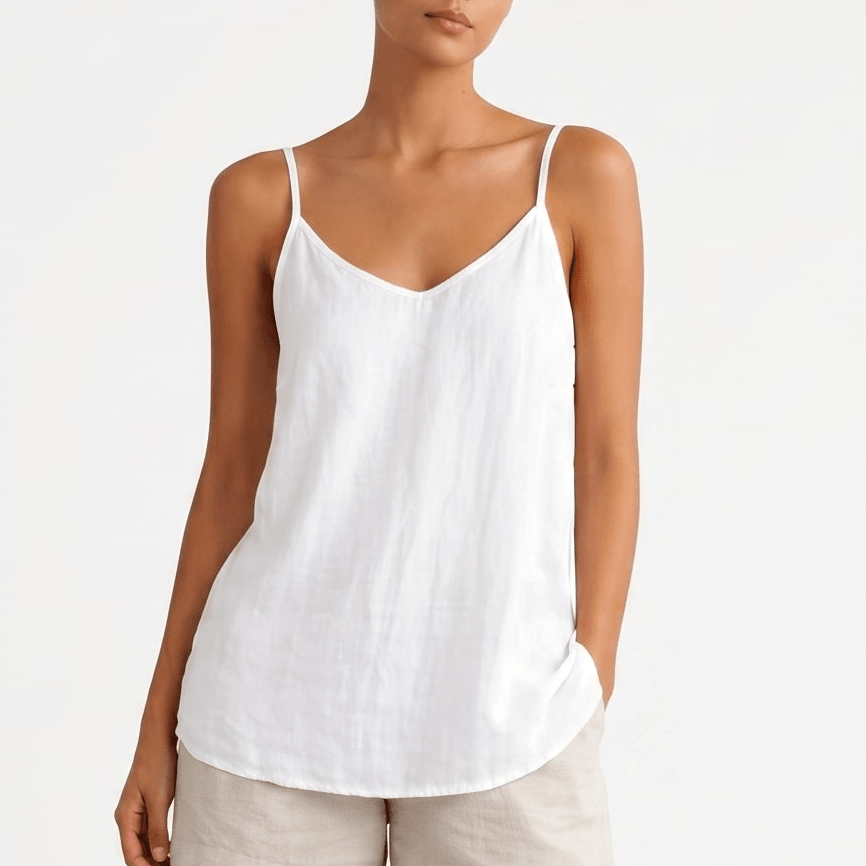 Phoebe - Women's Relaxed Spaghetti Strap Cami Top - Women Top - White - Parker&Brooks