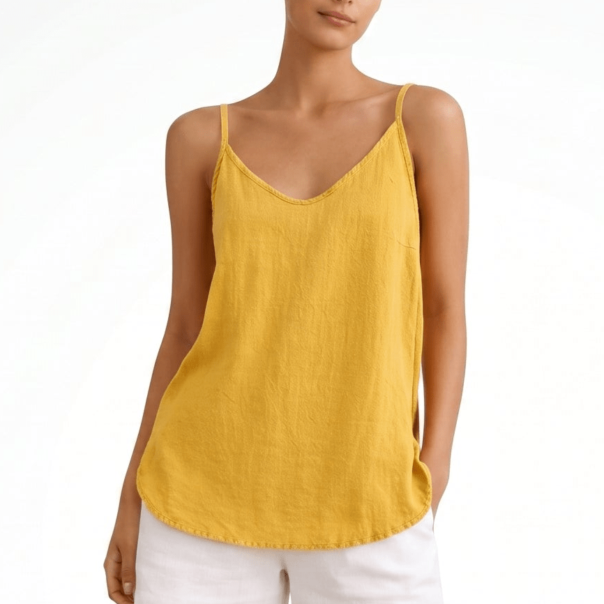 Phoebe - Women's Relaxed Spaghetti Strap Cami Top - Women Top - Yellow - Parker&Brooks