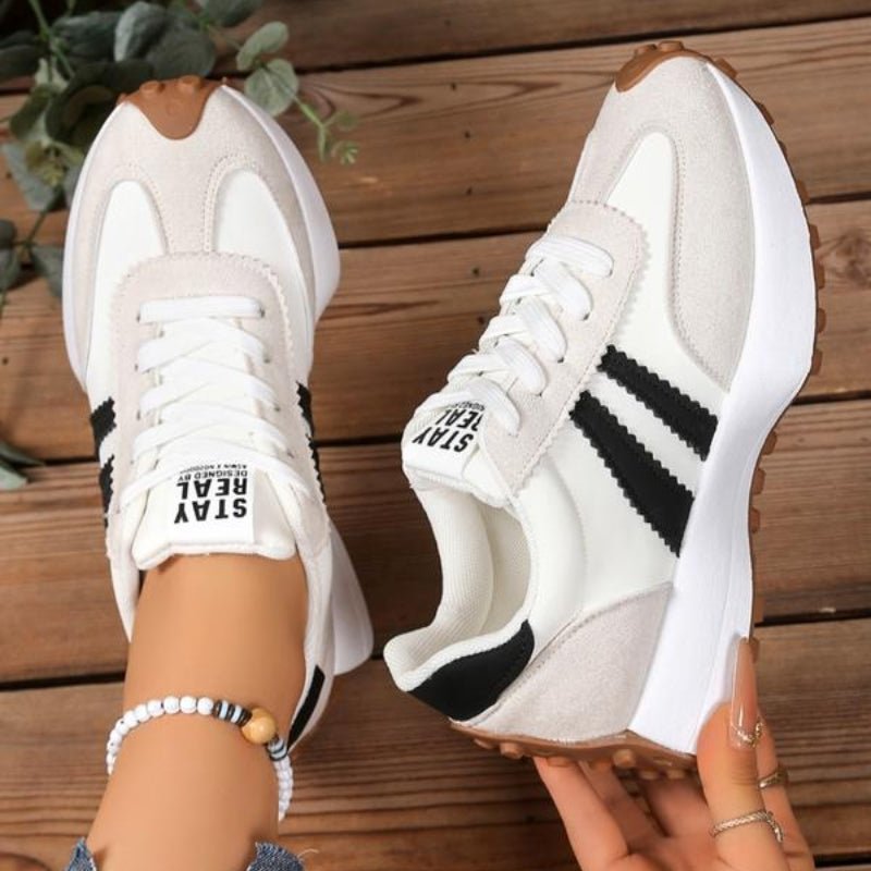 Riley - Women's Retro Chunky Sole Low-Top Sneaker - Sneakers - White - Parker&Brooks