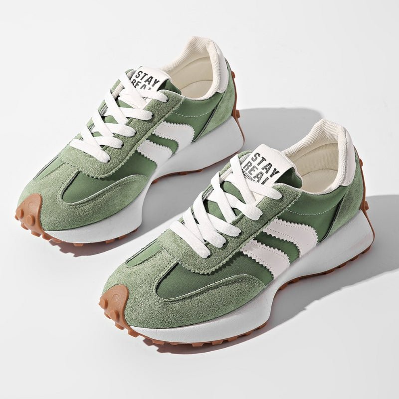 Riley - Women's Retro Chunky Sole Low-Top Sneaker - Sneakers - Green - Parker&Brooks