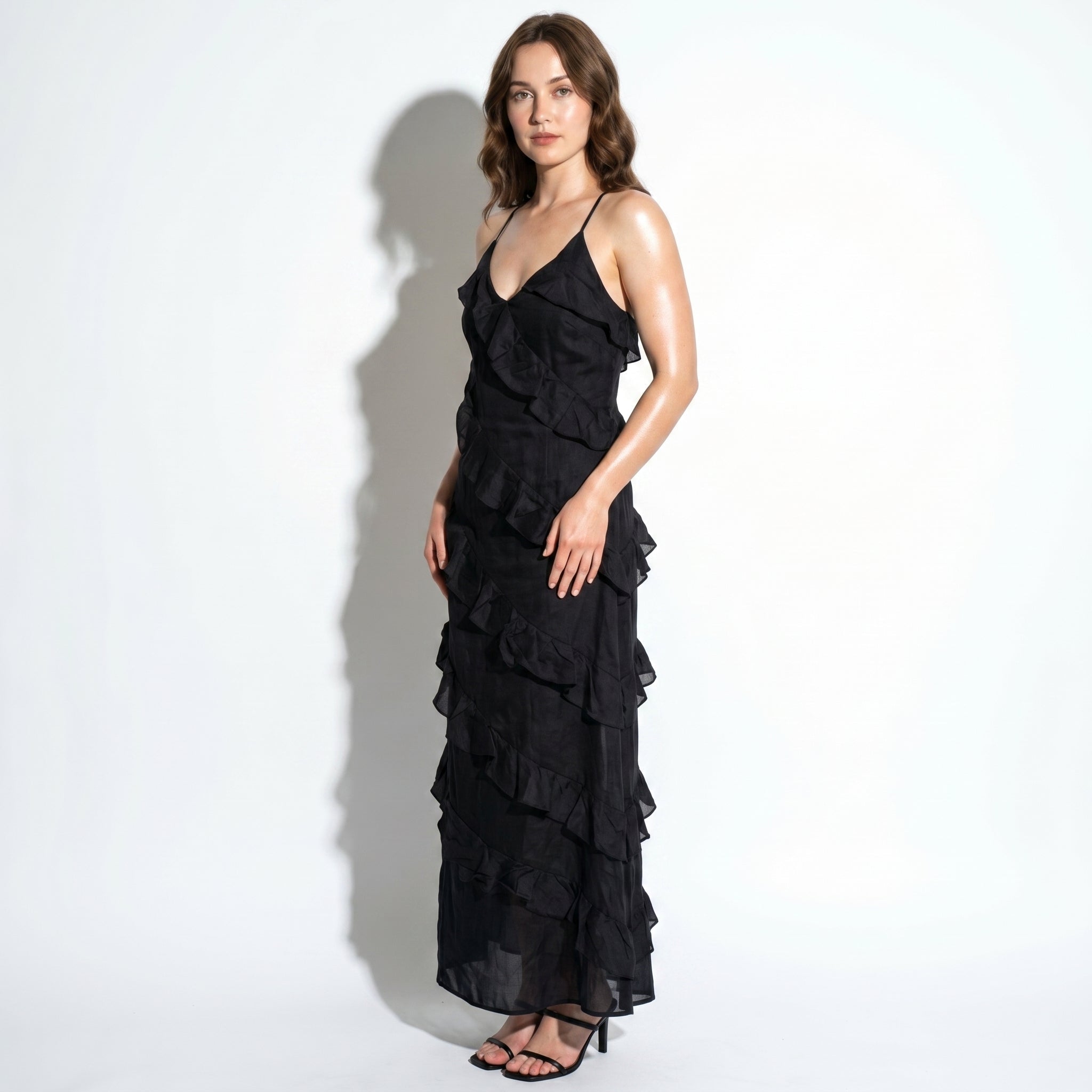 Rosie - Women's Tiered Summer Maxi Dress - Maxi Dresses - Black - Parker&Brooks
