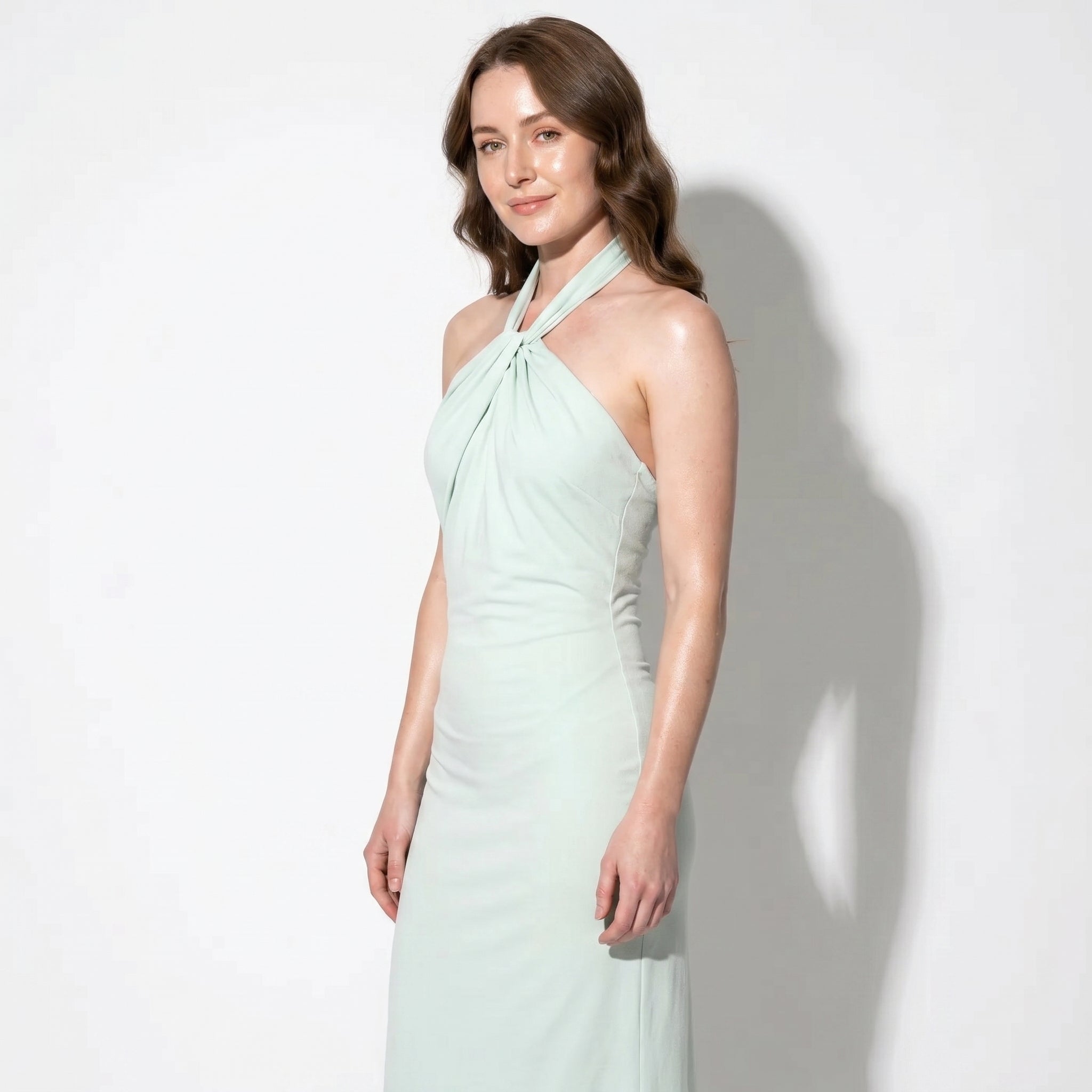 Rosie - Women's Wedding Guest Halter Neck Maxi Dress - Maxi Dress - Mint Green - Parker&Brooks