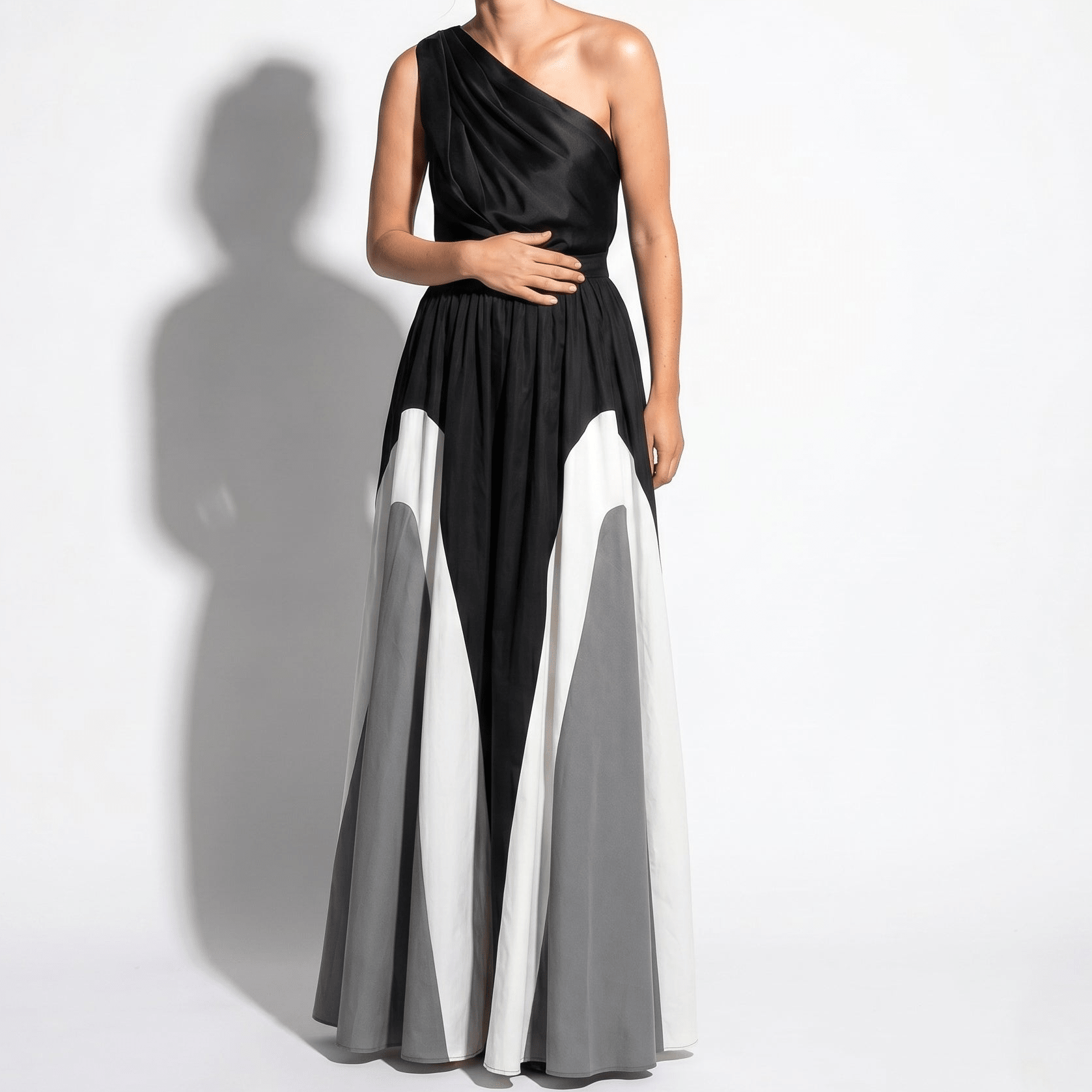 Ruby – Women’s One - Shoulder Evening Maxi Dress - Dress - Gray - Parker&Brooks
