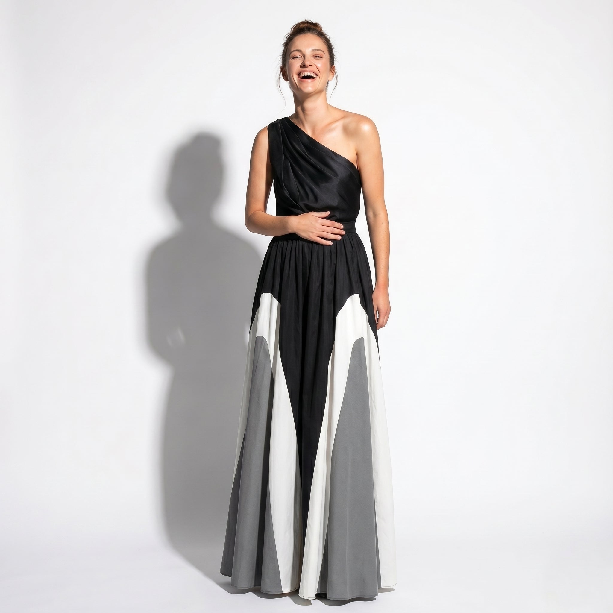 Ruby – Women’s One - Shoulder Evening Maxi Dress - Dress - Gray - Parker&Brooks