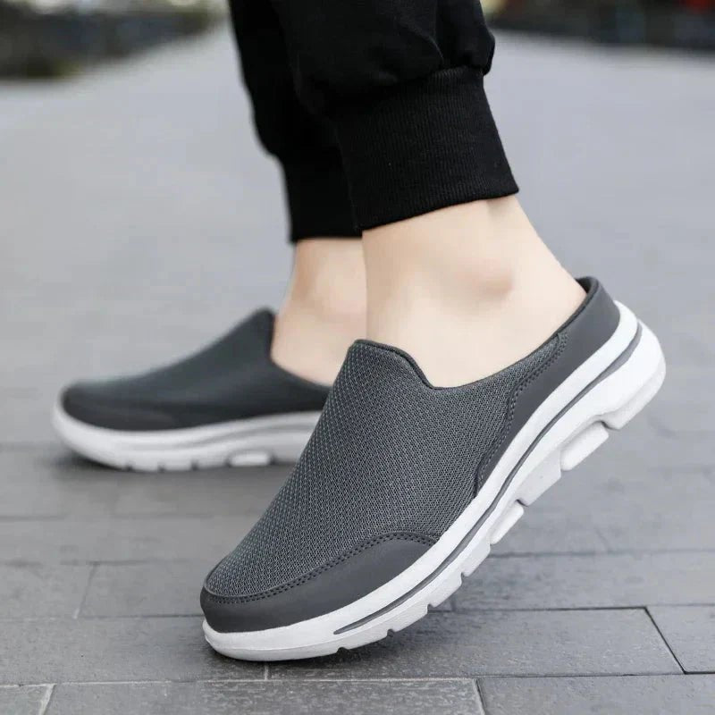 Ryan - Men's Orthopedic Knit Mules - Shoes - Gray - Parker&Brooks