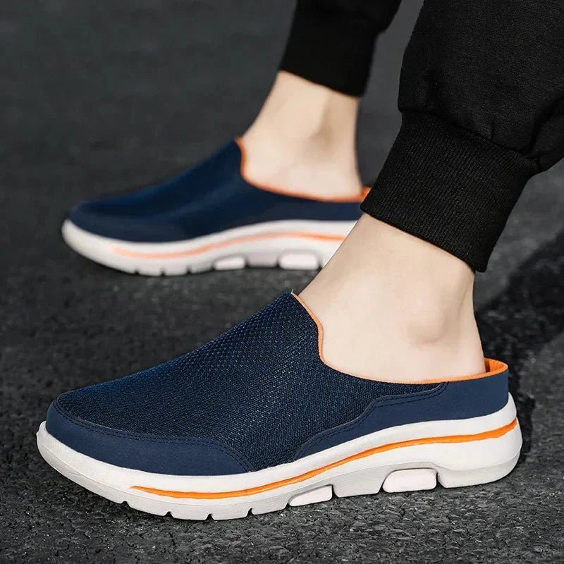 Ryan - Men's Orthopedic Knit Mules - Shoes - Blue - Parker&Brooks