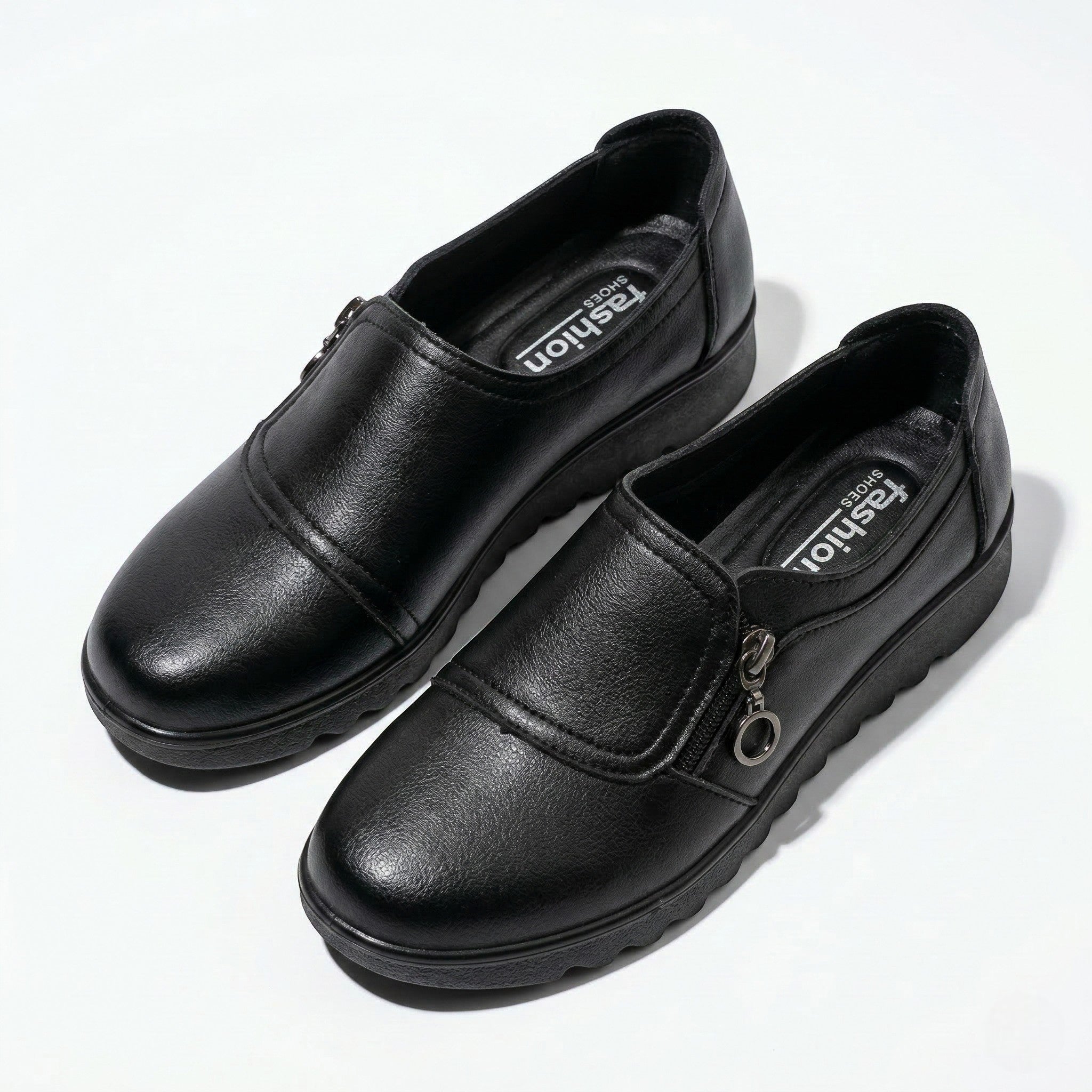 Sarah - Women's Orthopedic Side Zip Loafers - Loafers - Black - Parker&Brooks