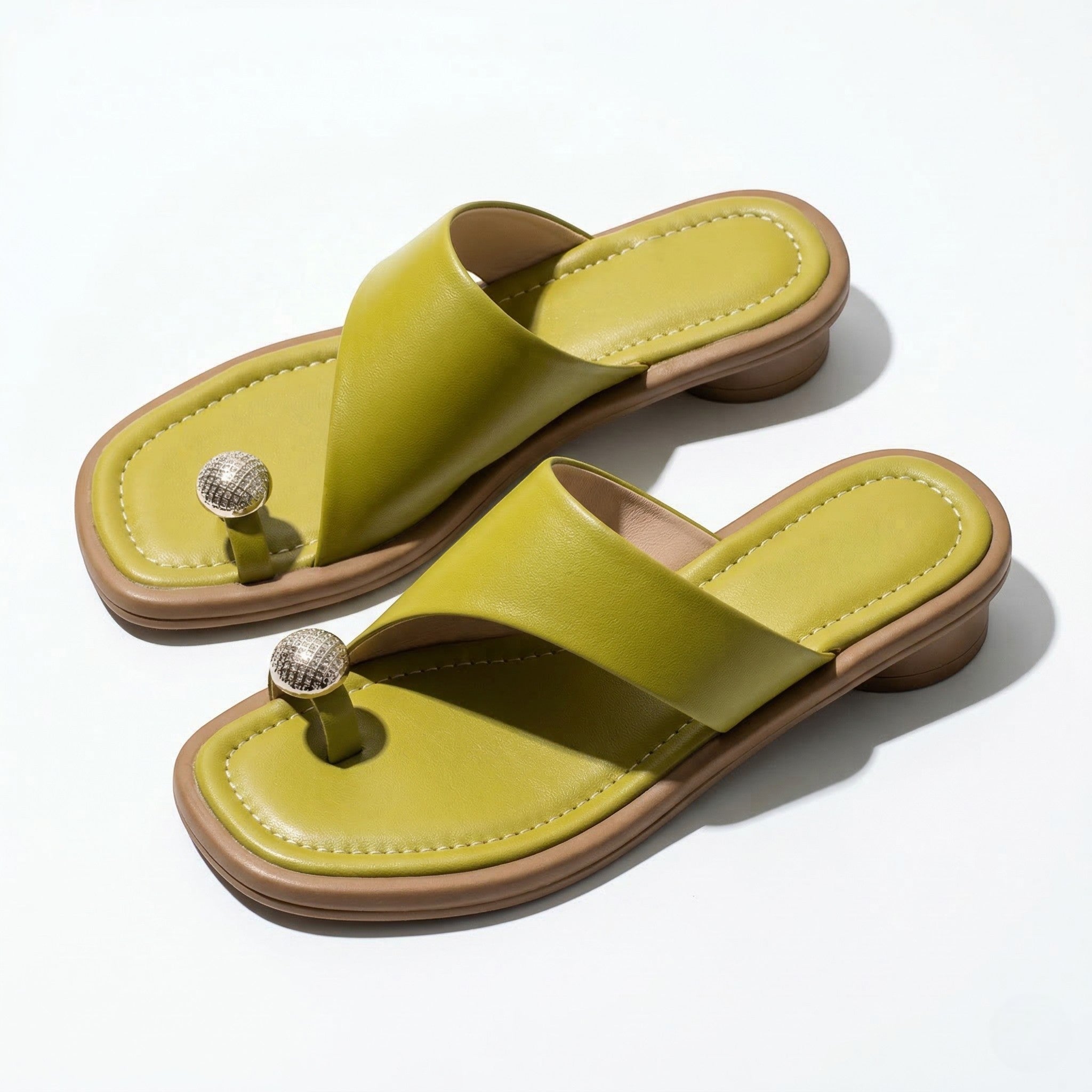 Sophia - Women's Square Toe Summer Heel Sandals - Sandal - Green - Parker&Brooks