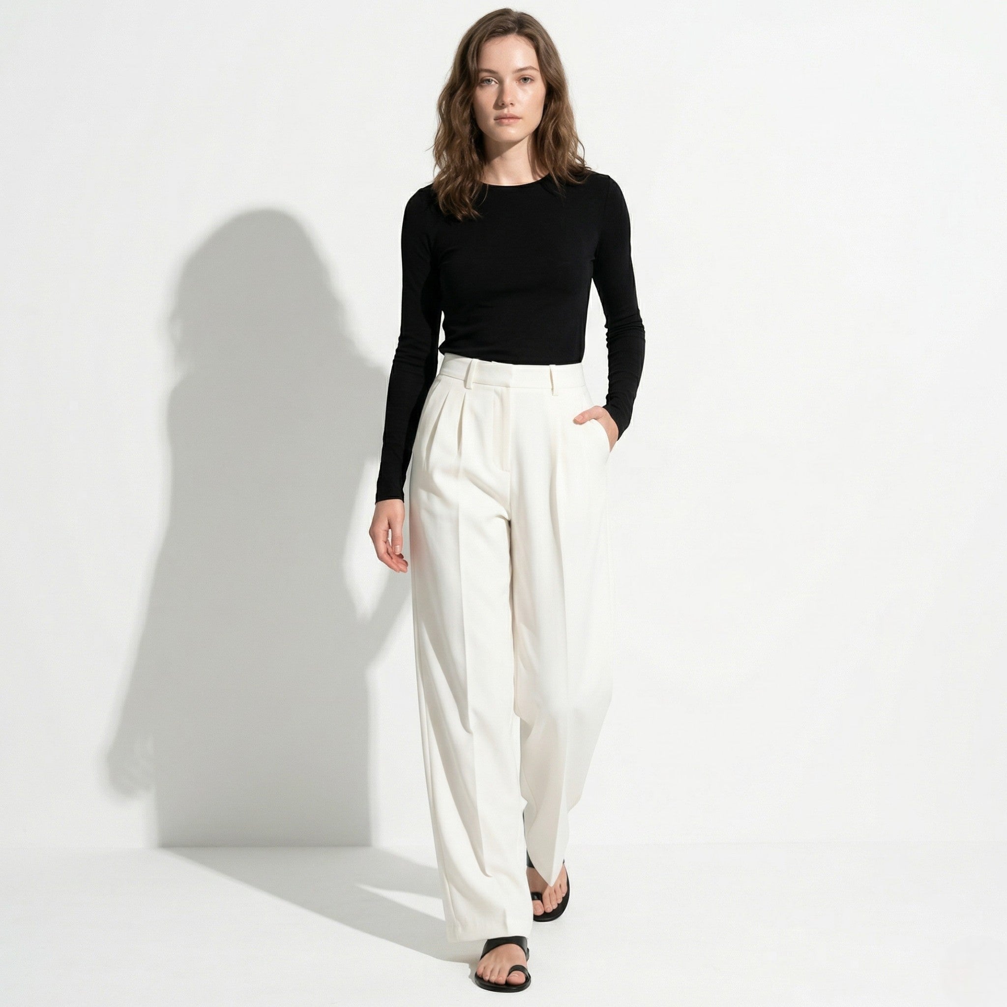 Sophie - Women's Formal Straight Leg Trousers - Trousers - White - Parker&Brooks