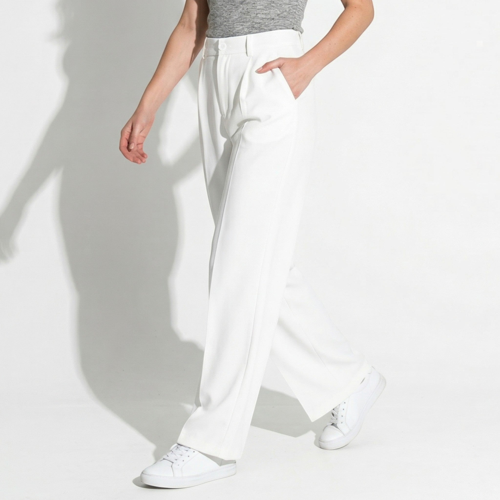 Sophie - Women's Formal Straight Leg Trousers - Trousers - White - Parker&Brooks