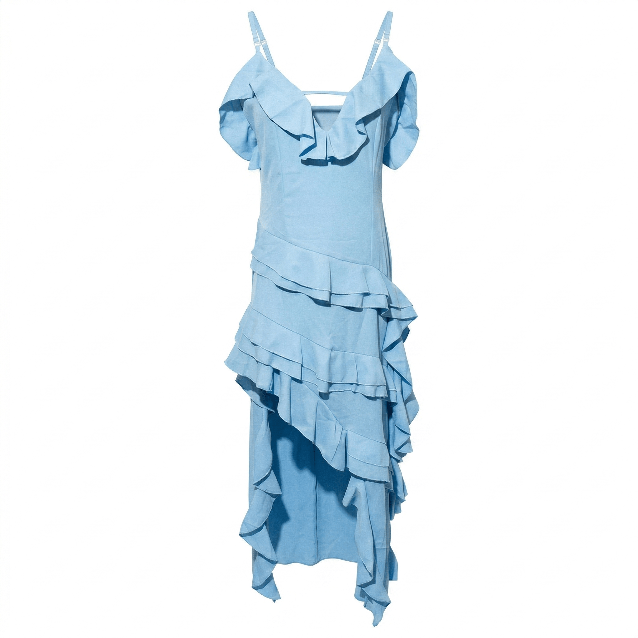 Sophie - Women's Summer Tiered Ruffle Mullet Dress - Dress - Blue - Parker&Brooks