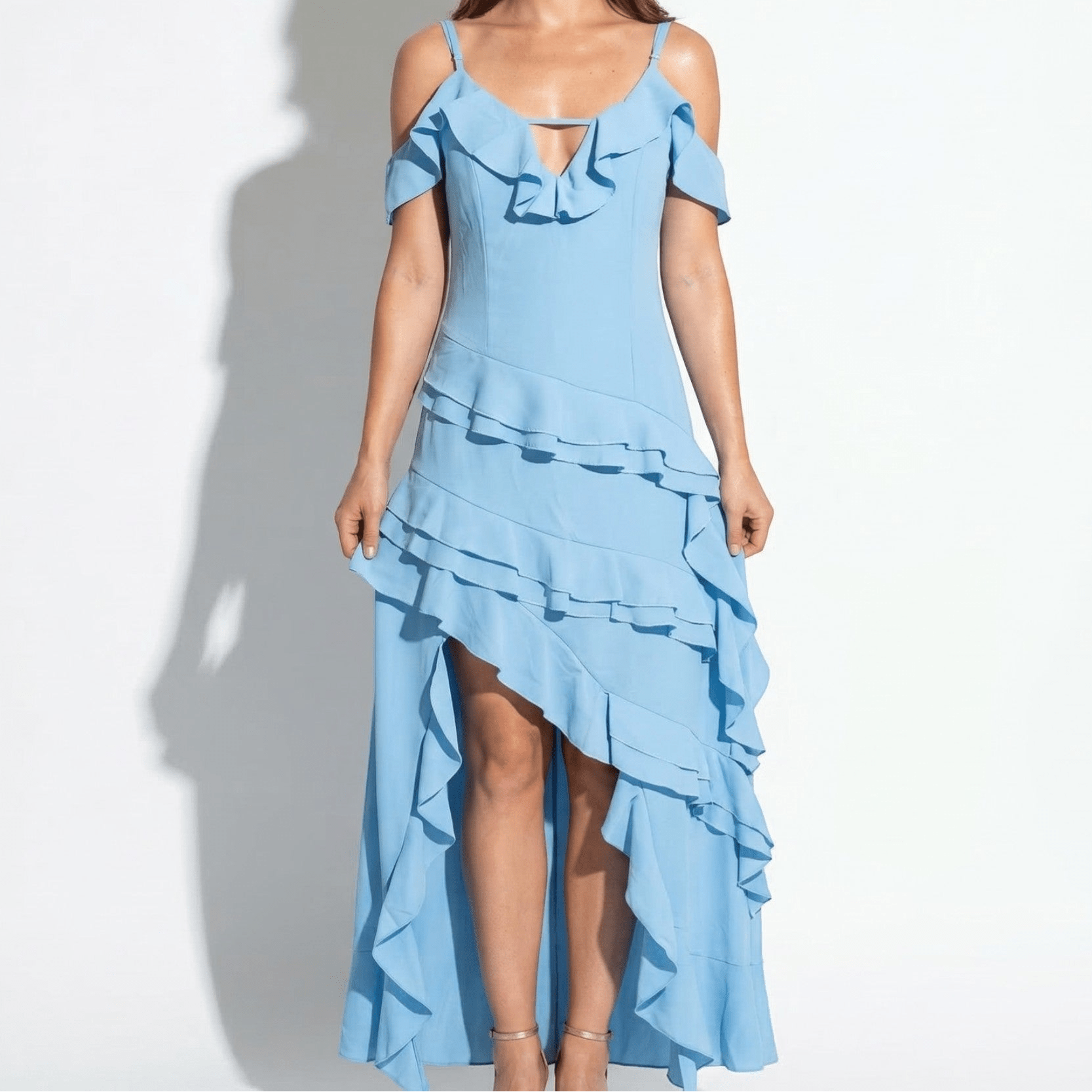 Sophie - Women's Summer Tiered Ruffle Mullet Dress - Dress - Blue - Parker&Brooks