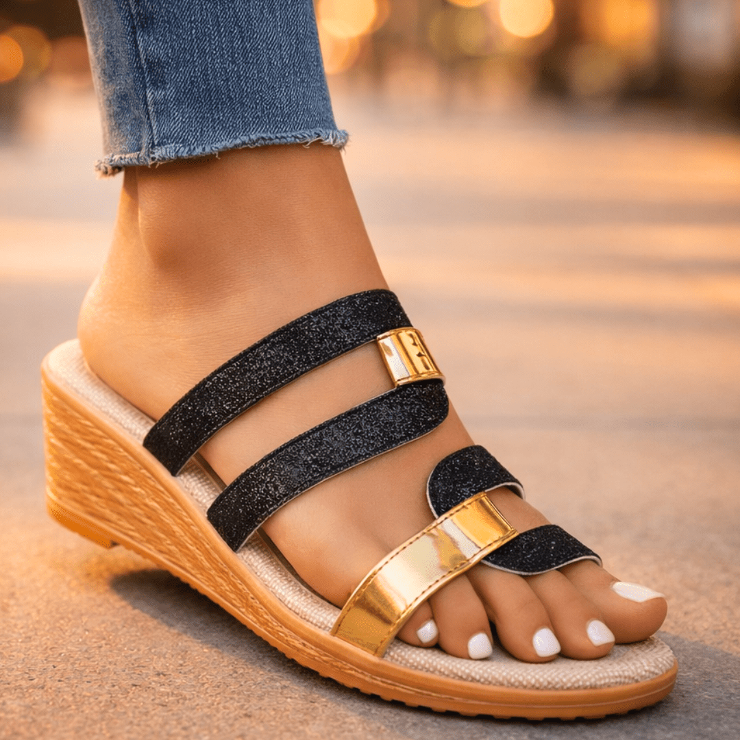 Stella - Women's Elegant Multi - Strap Sandals - Sandals & Slides - Black - Parker&Brooks