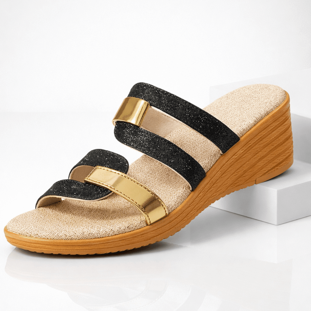 Stella - Women's Elegant Multi - Strap Sandals - Sandals & Slides - Black - Parker&Brooks