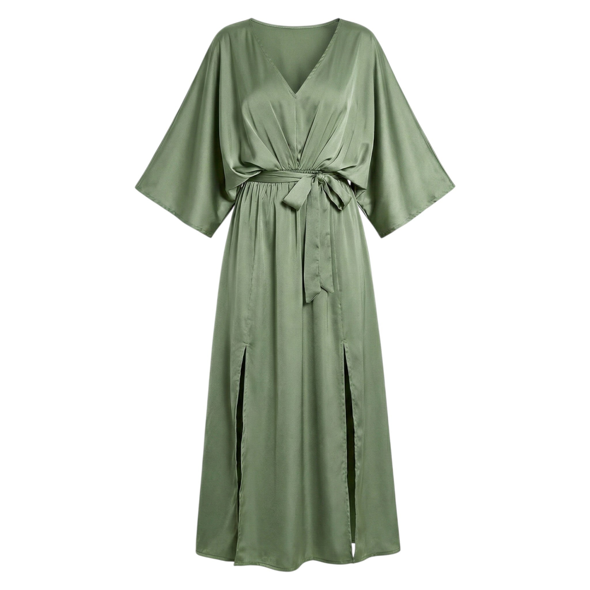 Thea - Women's V - Neck Batwing Sleeve Maxi Dress - Dress - Green - Parker&Brooks