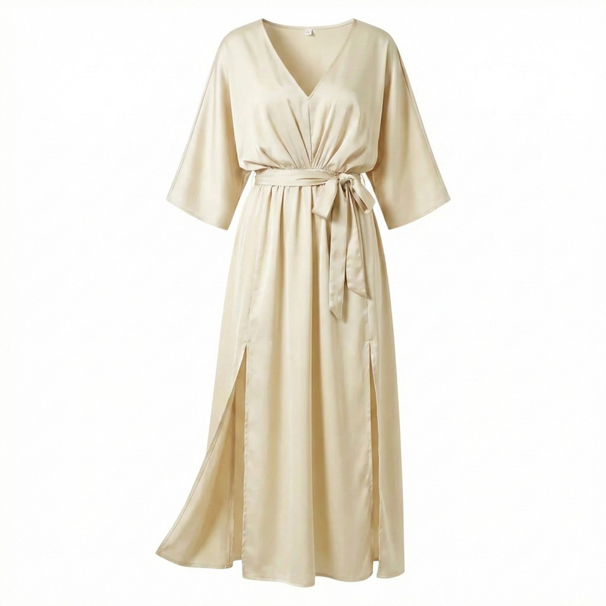 Thea - Women's V - Neck Batwing Sleeve Maxi Dress - Dress - Champagne - Parker&Brooks