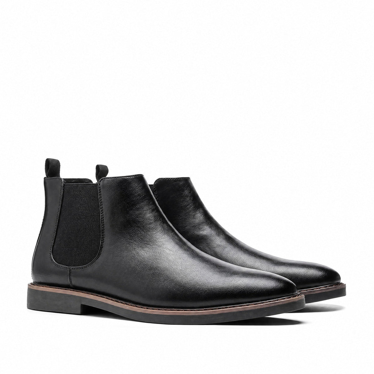 Thomas - Men's Classic Slip-On Chelsea Boots with Pull Tab and Round Toe - Boots - Black - Parker&Brooks