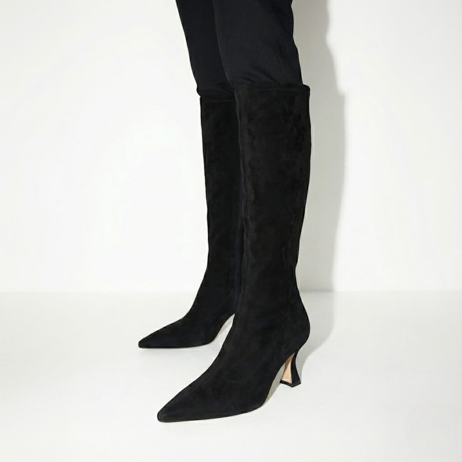 Solène – Women's Suede Knee-High Boots with Heel