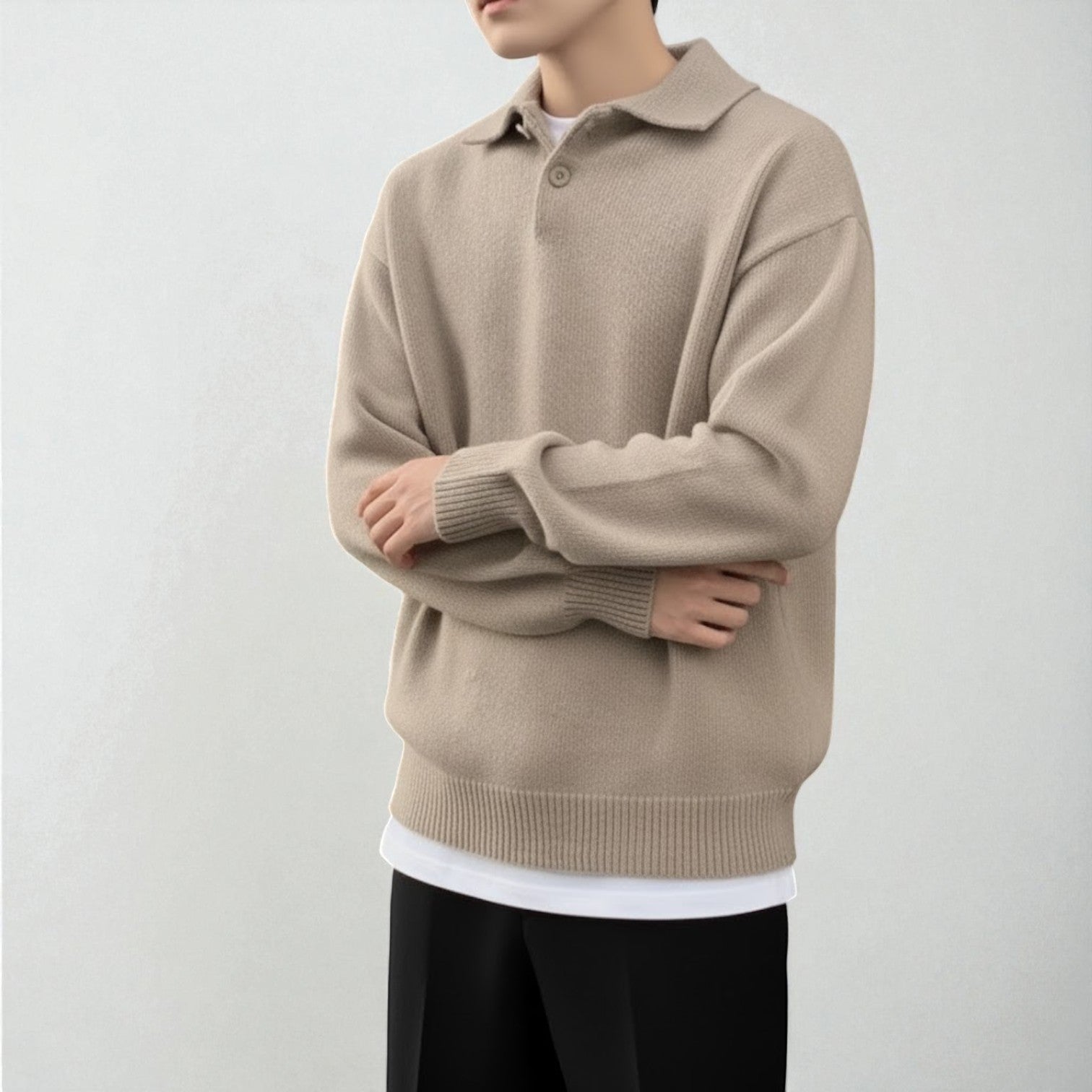 Nilo – Men's Cotton Sweater with Polo Collar
