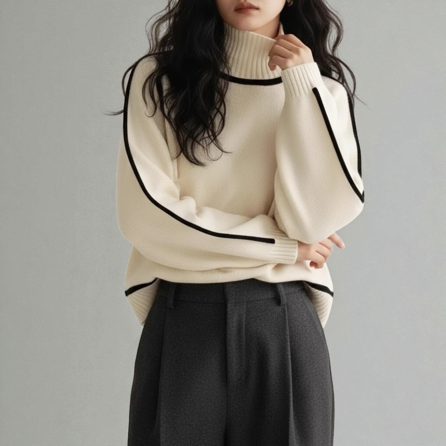 Maëlle – Women's Wool Sweater with Turtleneck