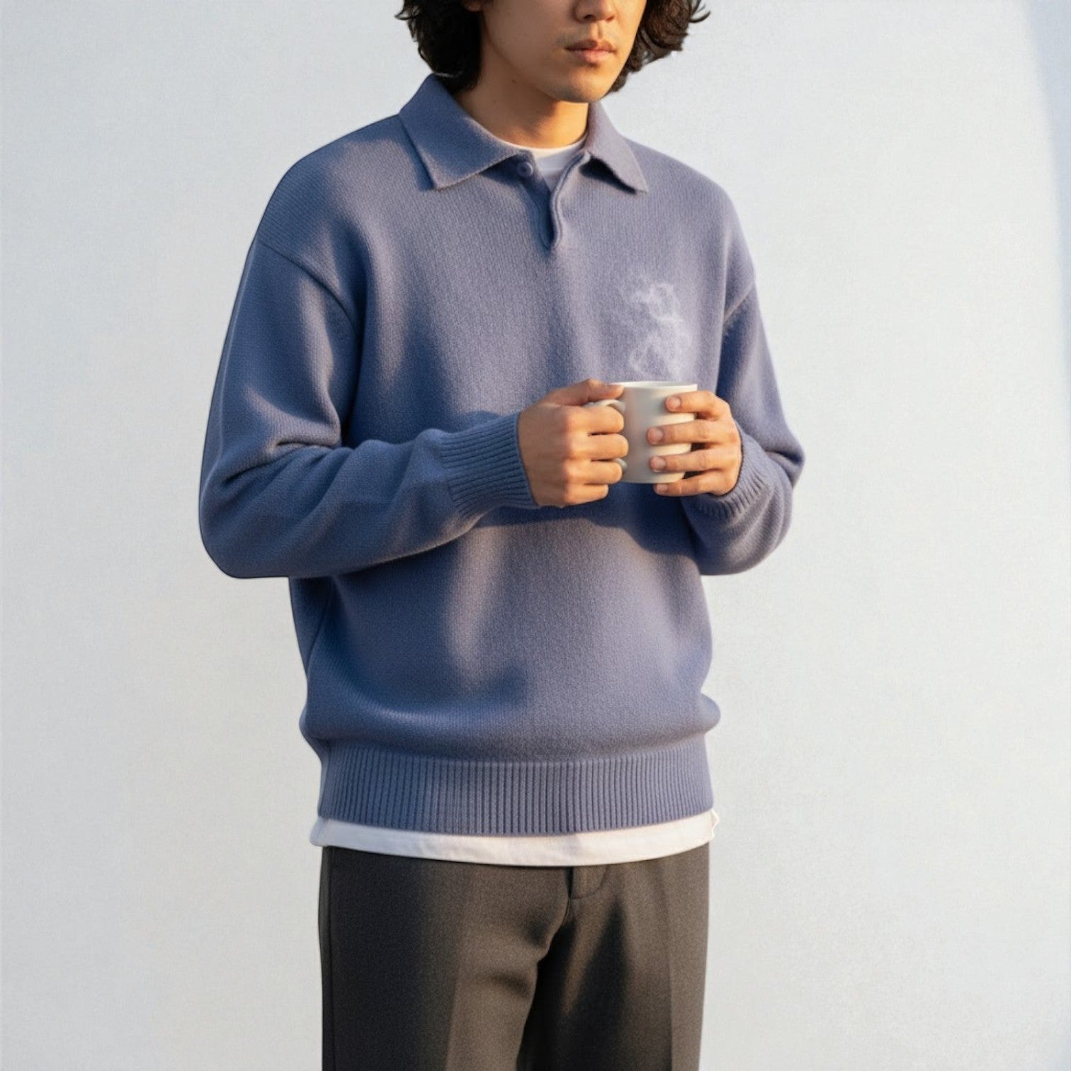 Nilo – Men's Cotton Sweater with Polo Collar