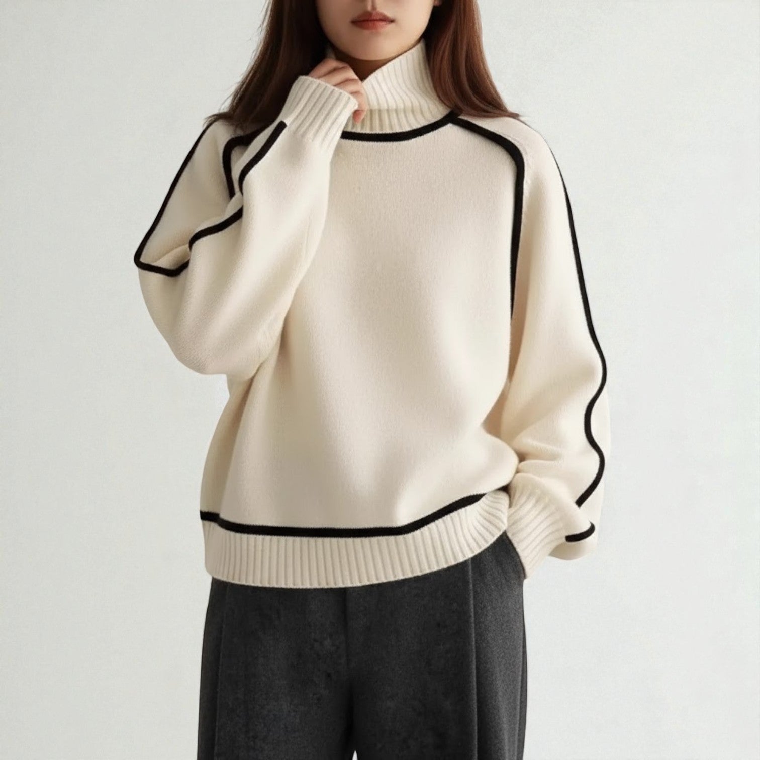 Maëlle – Women's Wool Sweater with Turtleneck