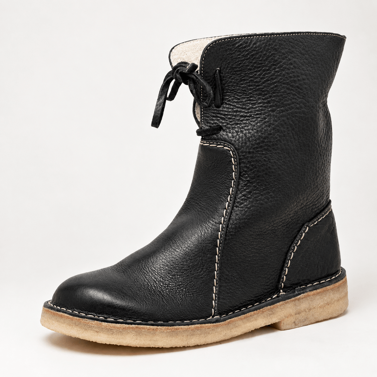 Victoria - Women's Lace-Up Ankle Boots with Cozy Lining and Chunky Sole - Boots - Black - Parker&Brooks
