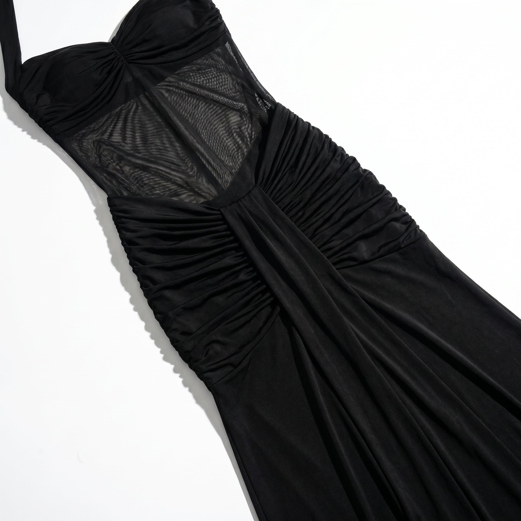 Victoria - Women's Summer Party Ruched Halter Maxi Dress - Maxi Dress - Black - Parker&Brooks