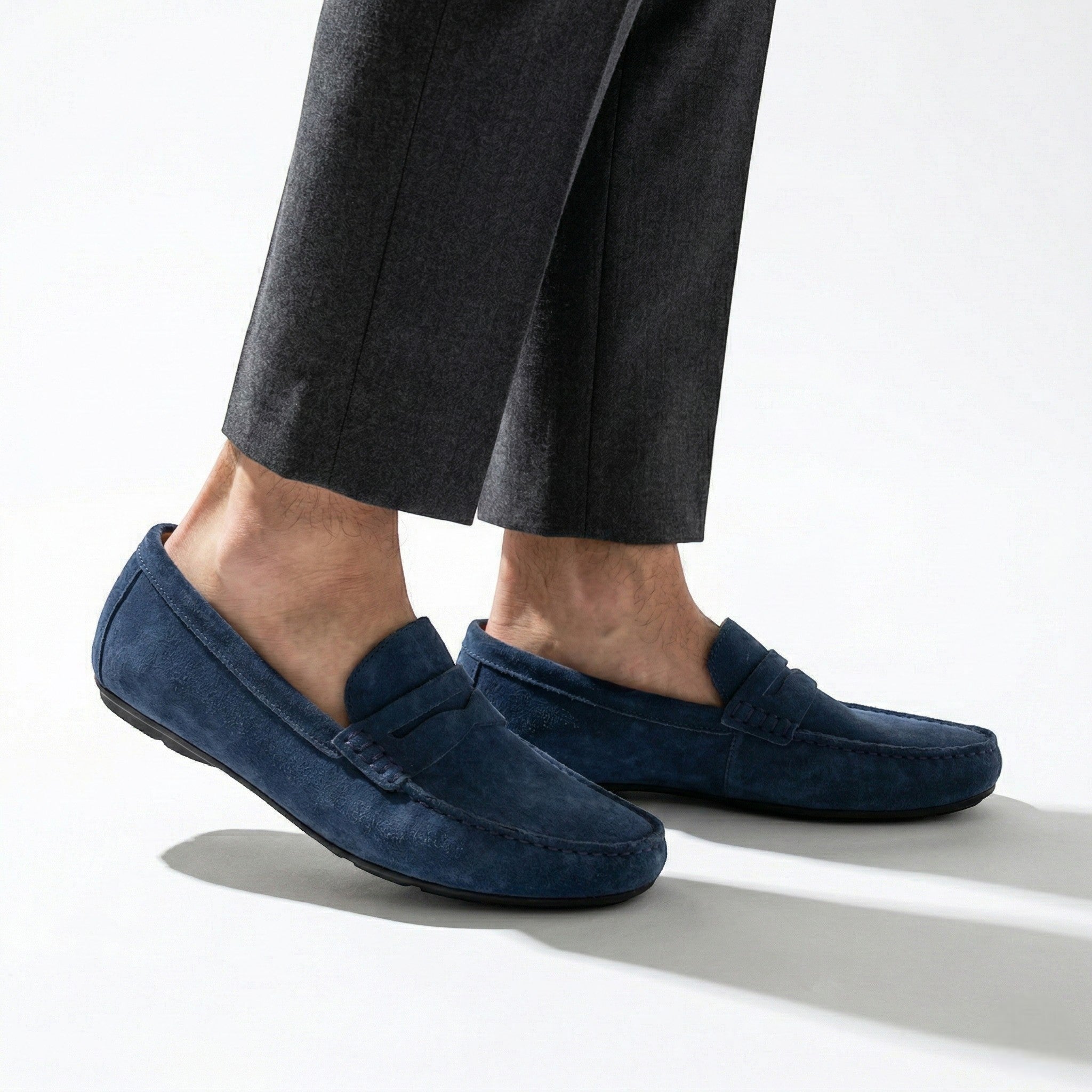 William - Men's Comfortable Slip - On Loafers - Loafers - Blue - Parker&Brooks