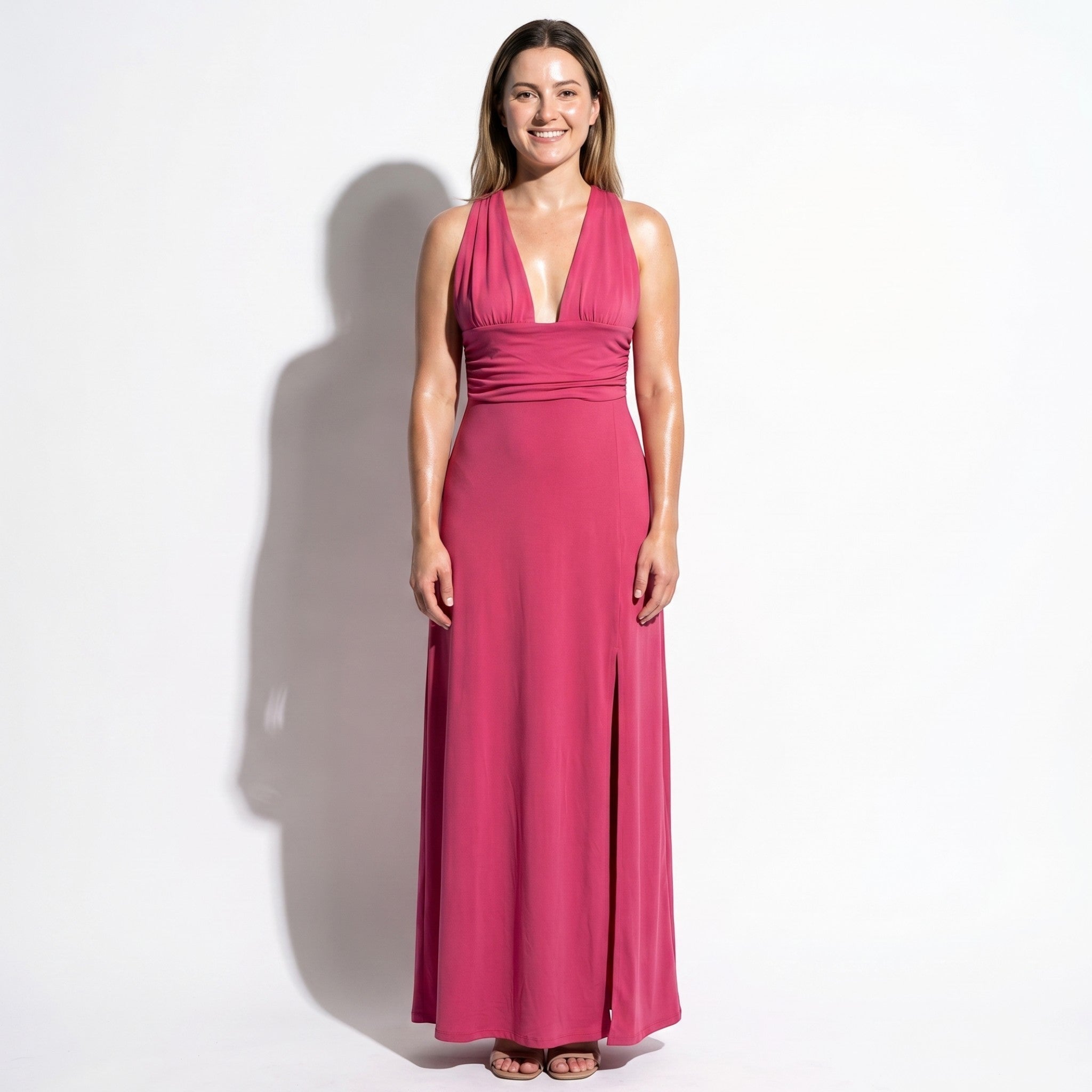 Women's Summer Party Plunge Maxi Dress with High Split