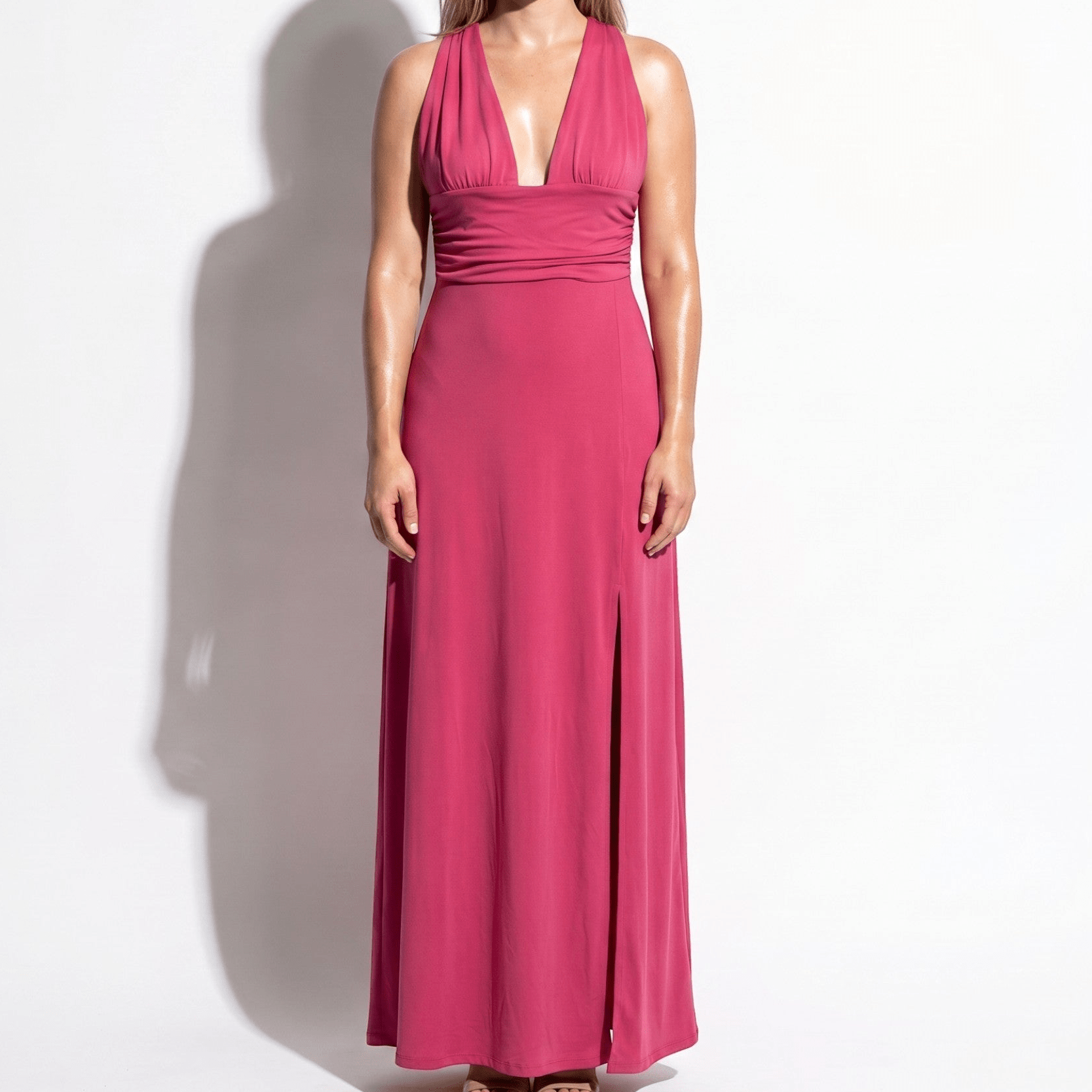 Women's Summer Party Plunge Maxi Dress with High Split