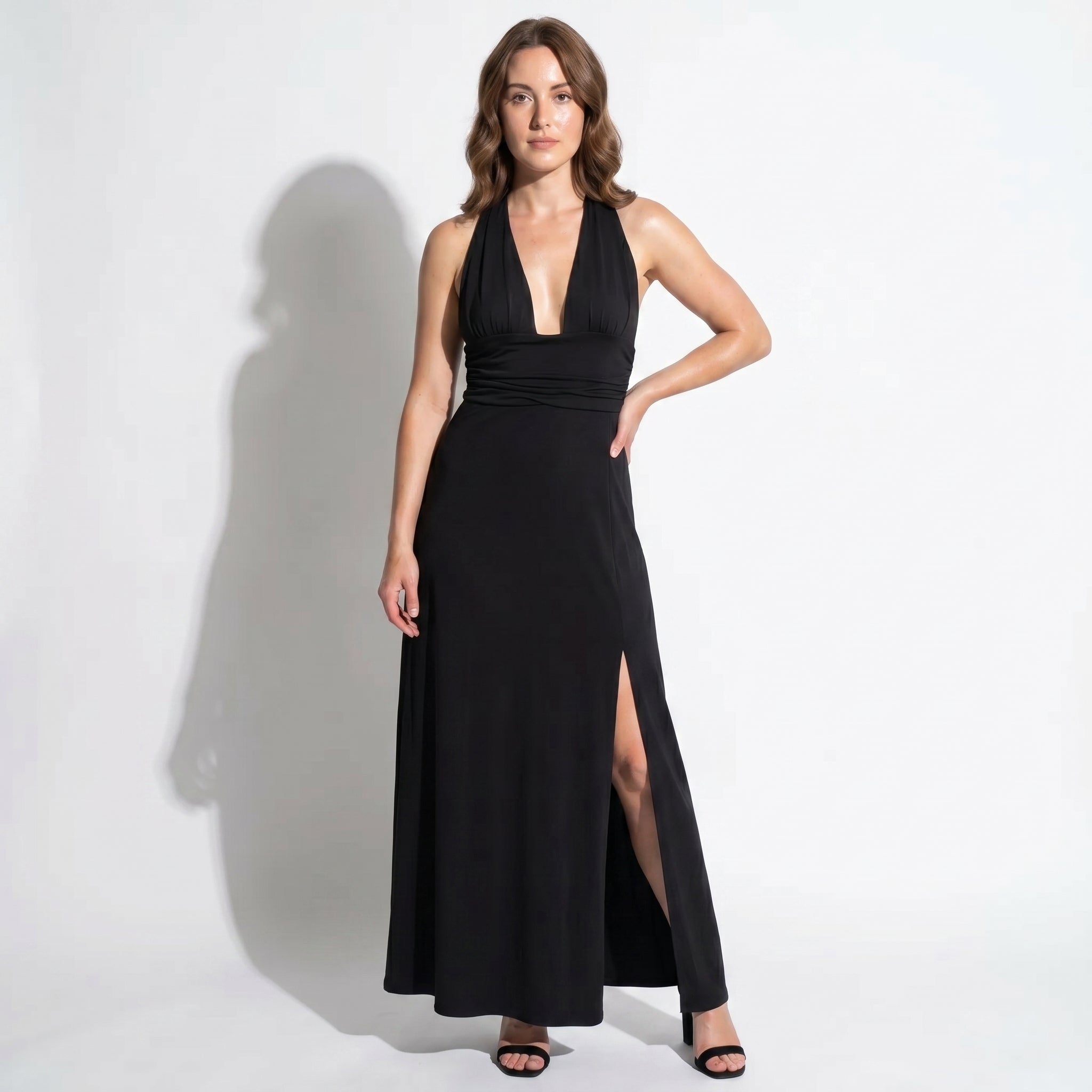 Women's Summer Party Plunge Maxi Dress with High Split