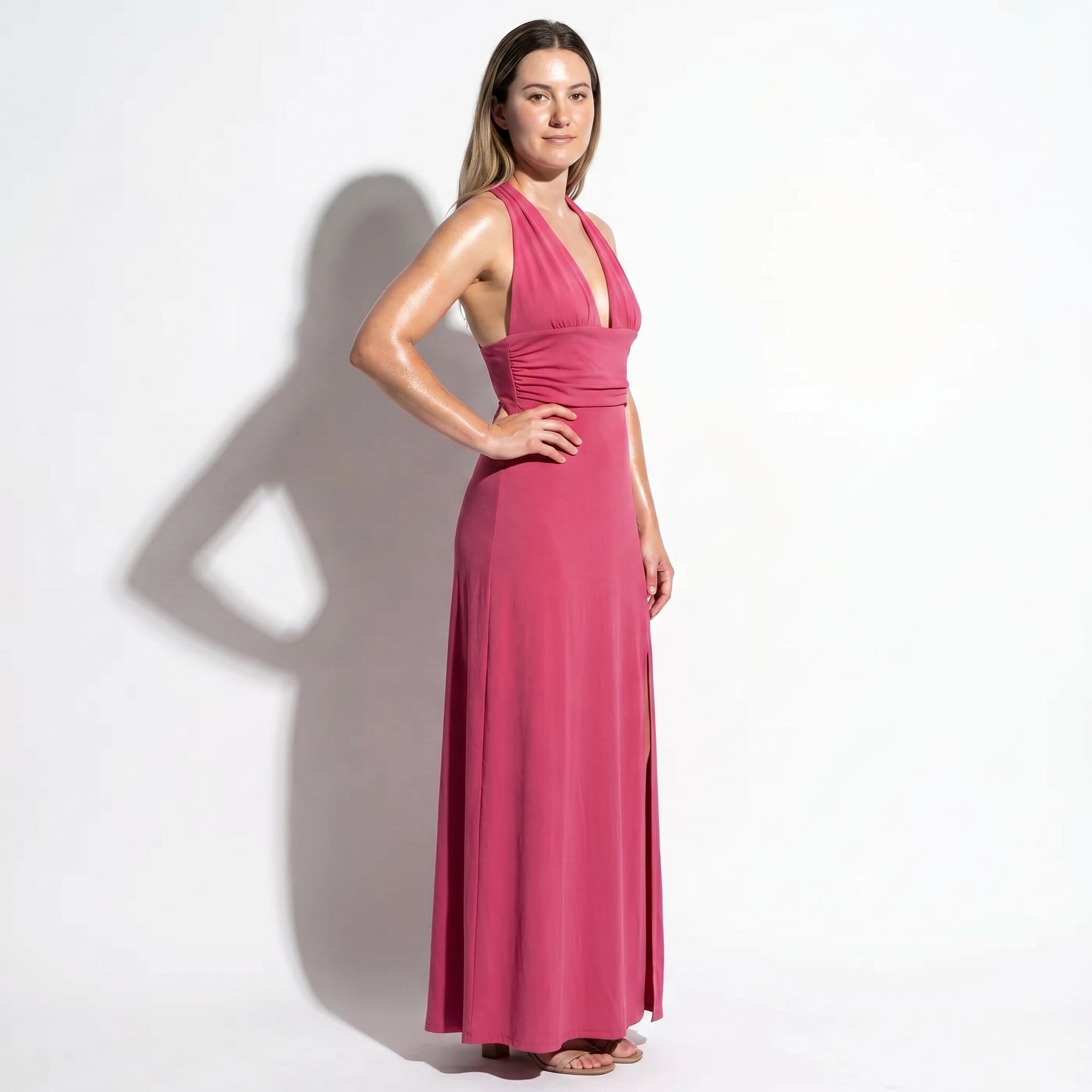 Women's Summer Party Plunge Maxi Dress with High Split