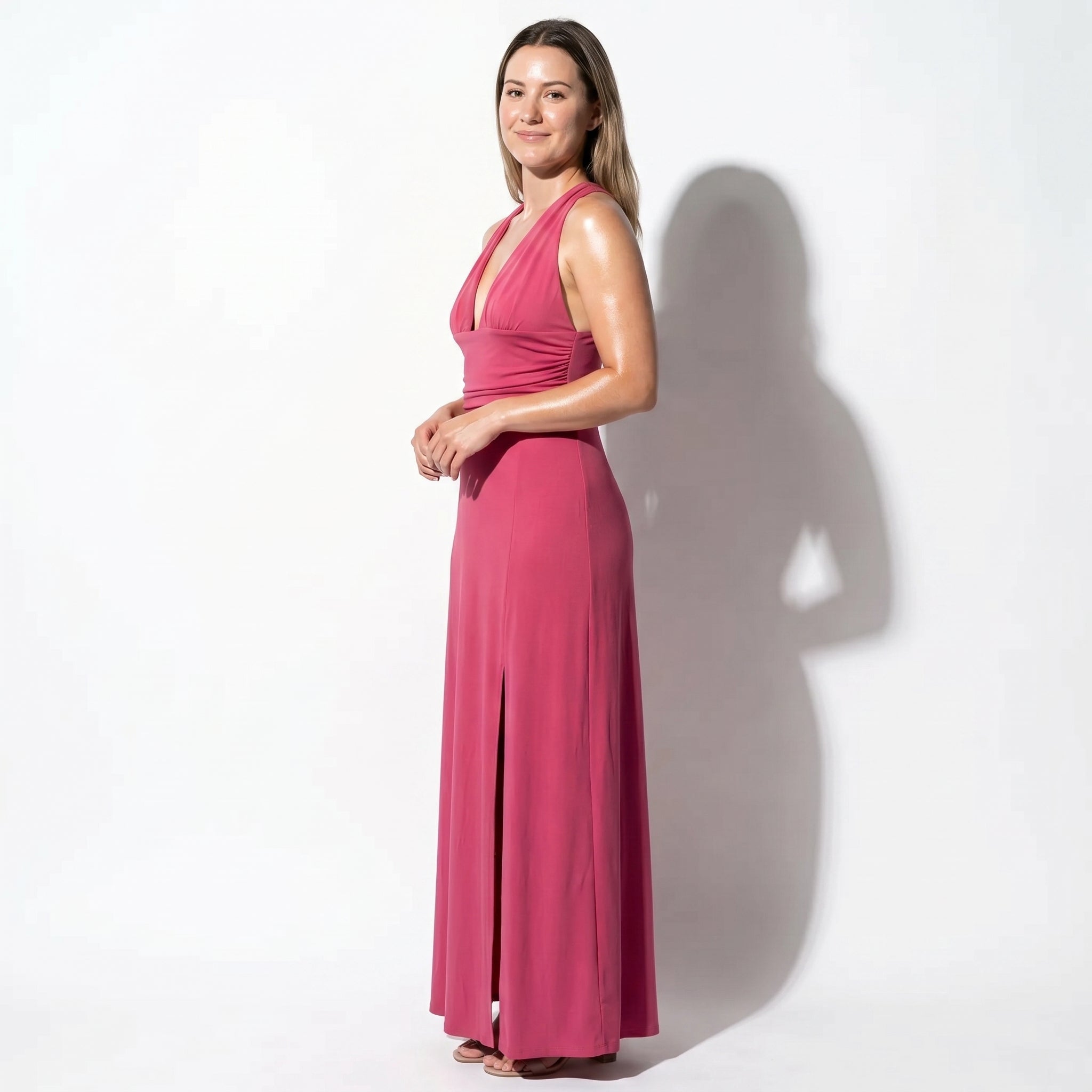Women's Summer Party Plunge Maxi Dress with High Split
