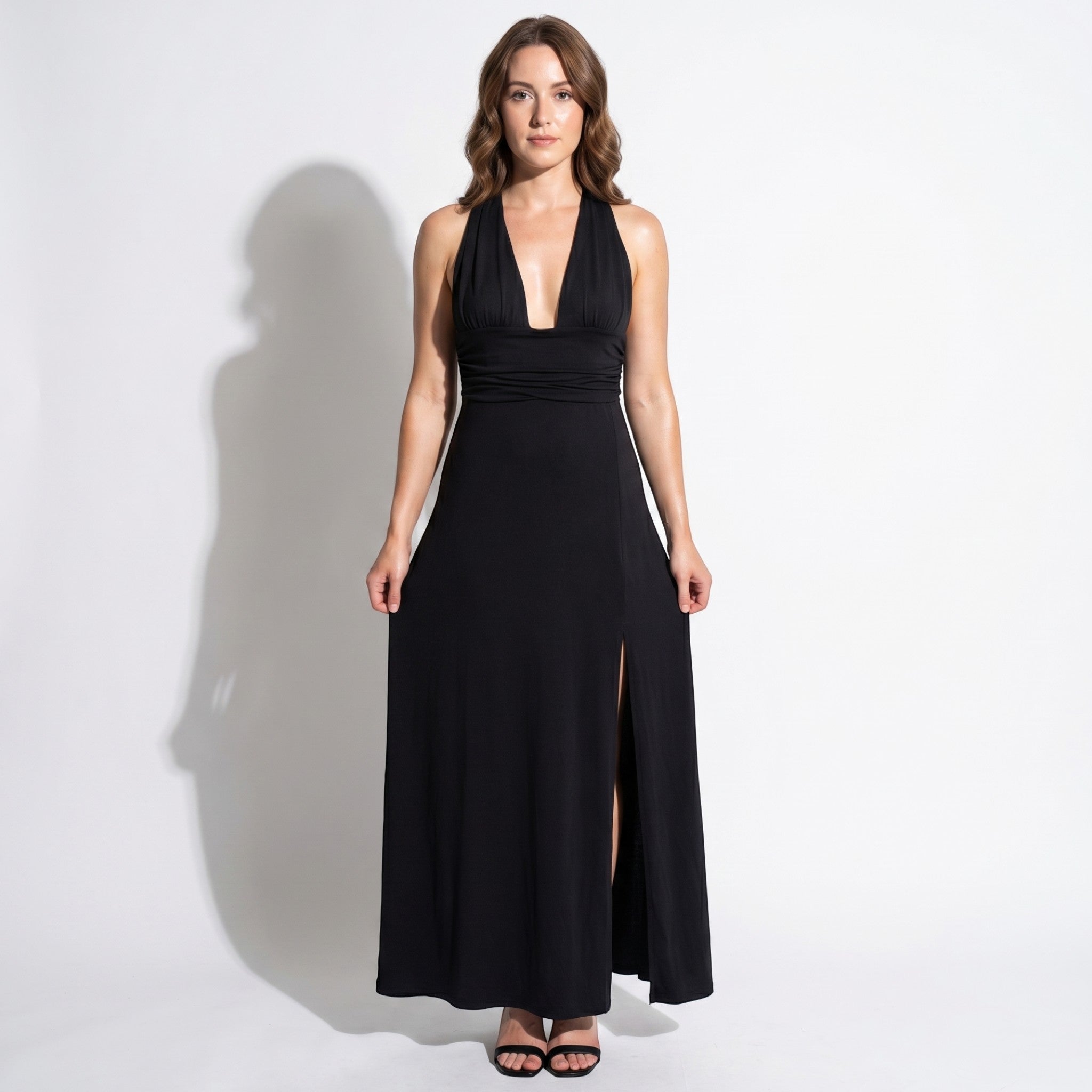 Women's Summer Party Plunge Maxi Dress with High Split
