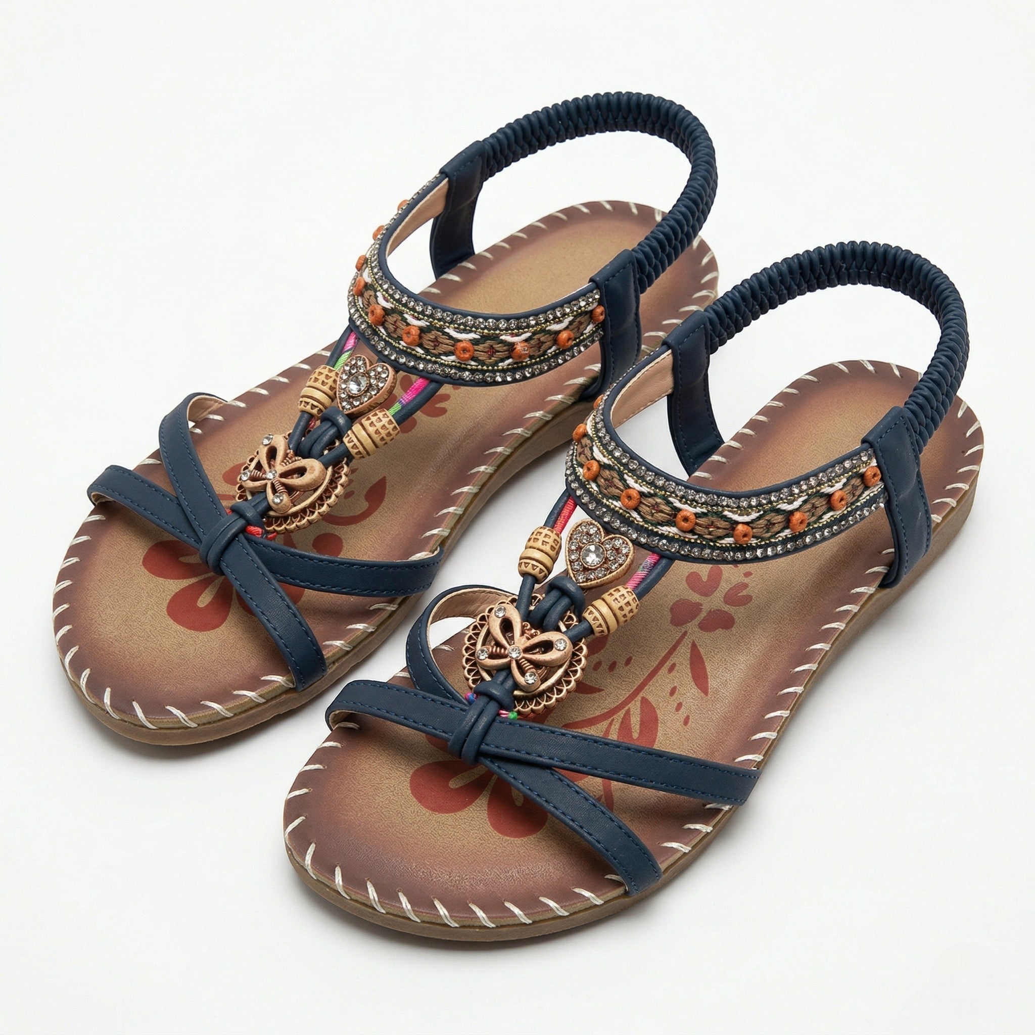 Zoe - Women's Summer Boho Flat Sandals - Sandals - Blue - Parker&Brooks